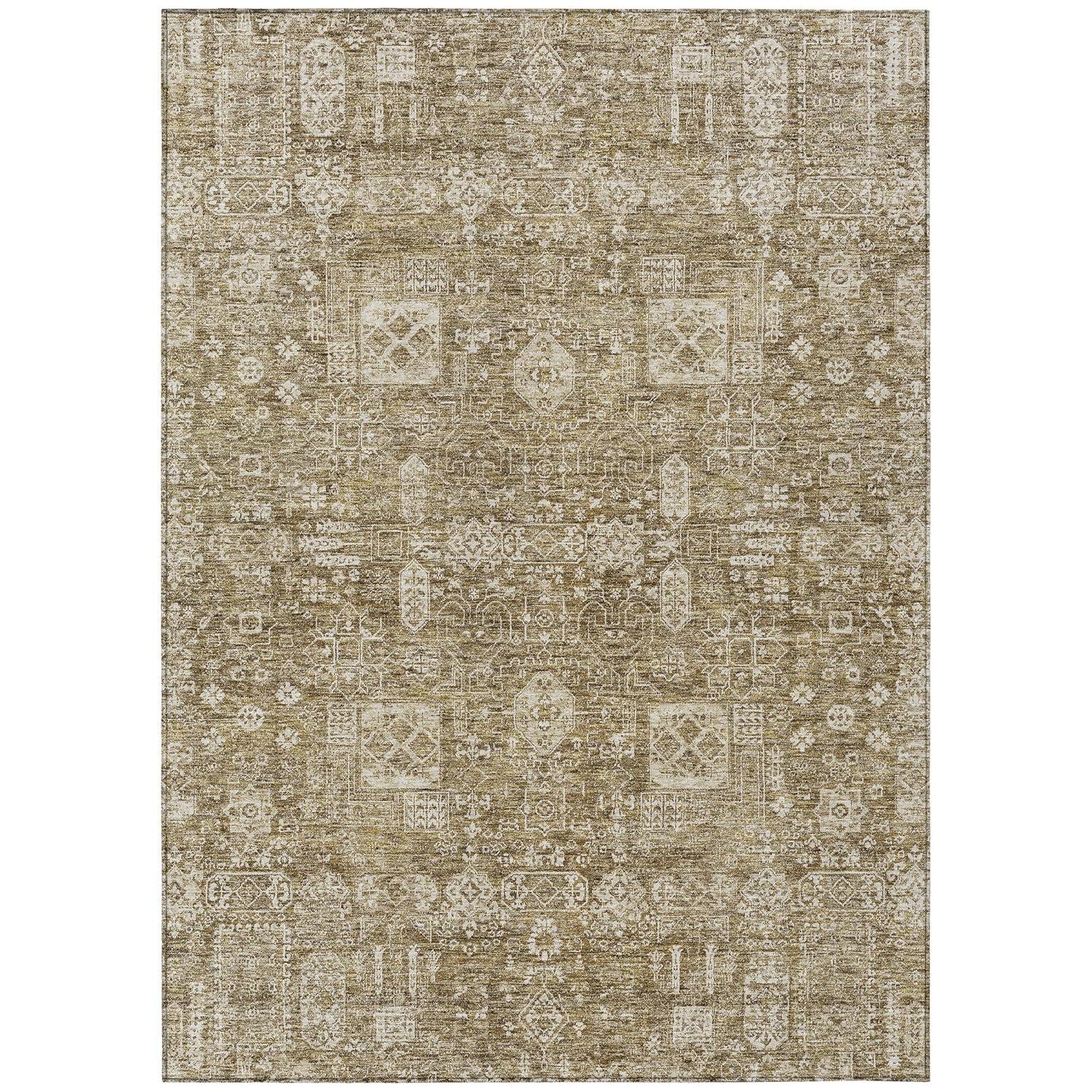 Brown Synthetic Flat Woven Washable Rectangular Rug 3' x 5'
