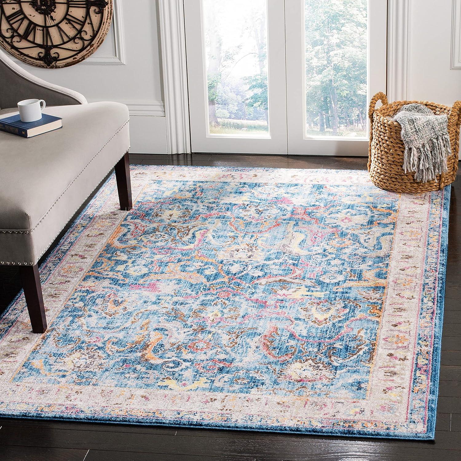 Safavieh 4' x 6' Blue and Light Grey Synthetic Area Rug