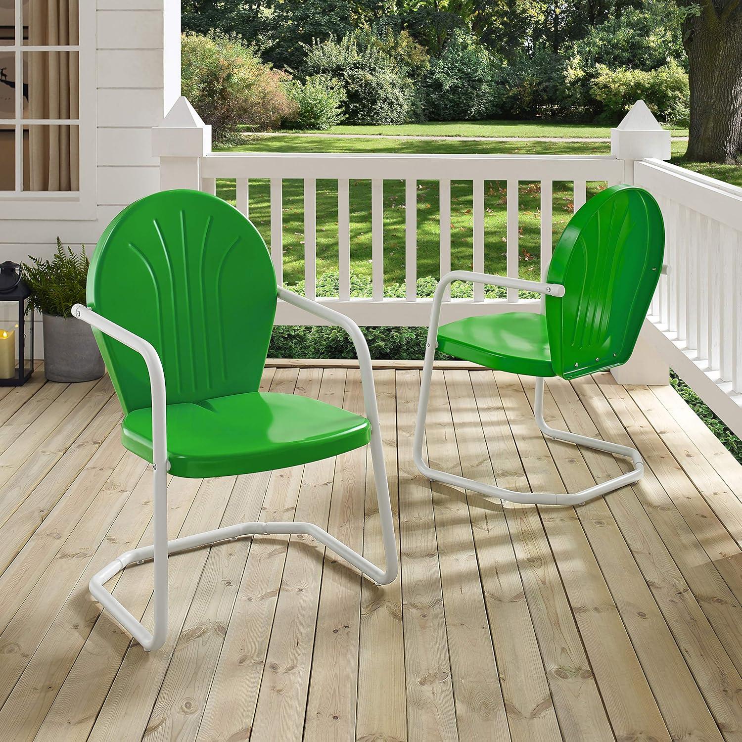 Metal Patio Arm Chair - Green: Crosley, Powder-Coated Steel Frame, UV & Weather-Resistant, 250lb Capacity