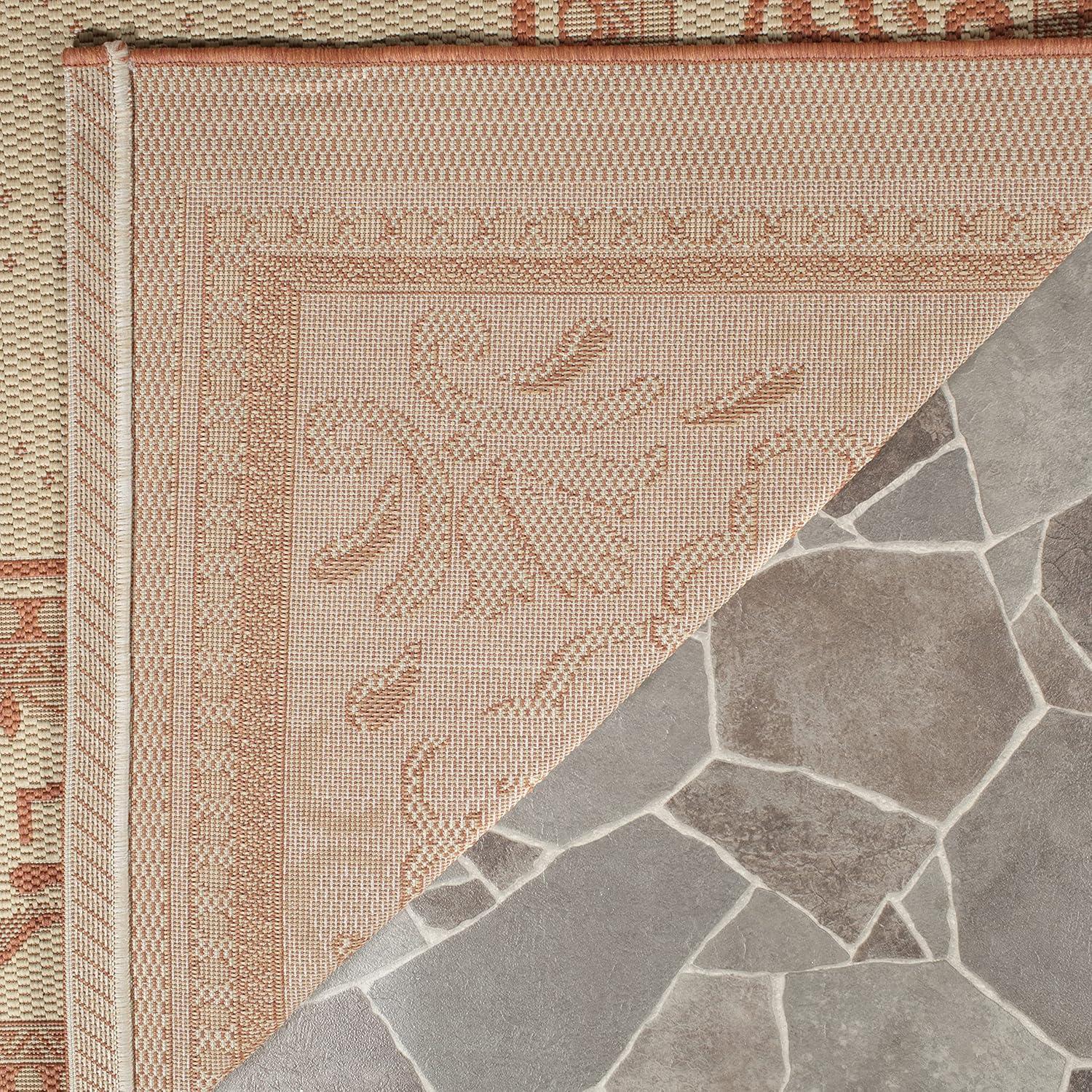 Courtyard CY0901 Power Loomed Indoor and Outdoor Area Rug - Natural/Terra - 9'x12' - Safavieh