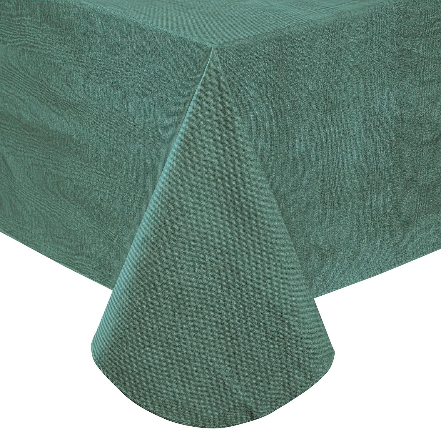 Hunter Green Moire Wavy Vinyl Square Dining Tablecloth