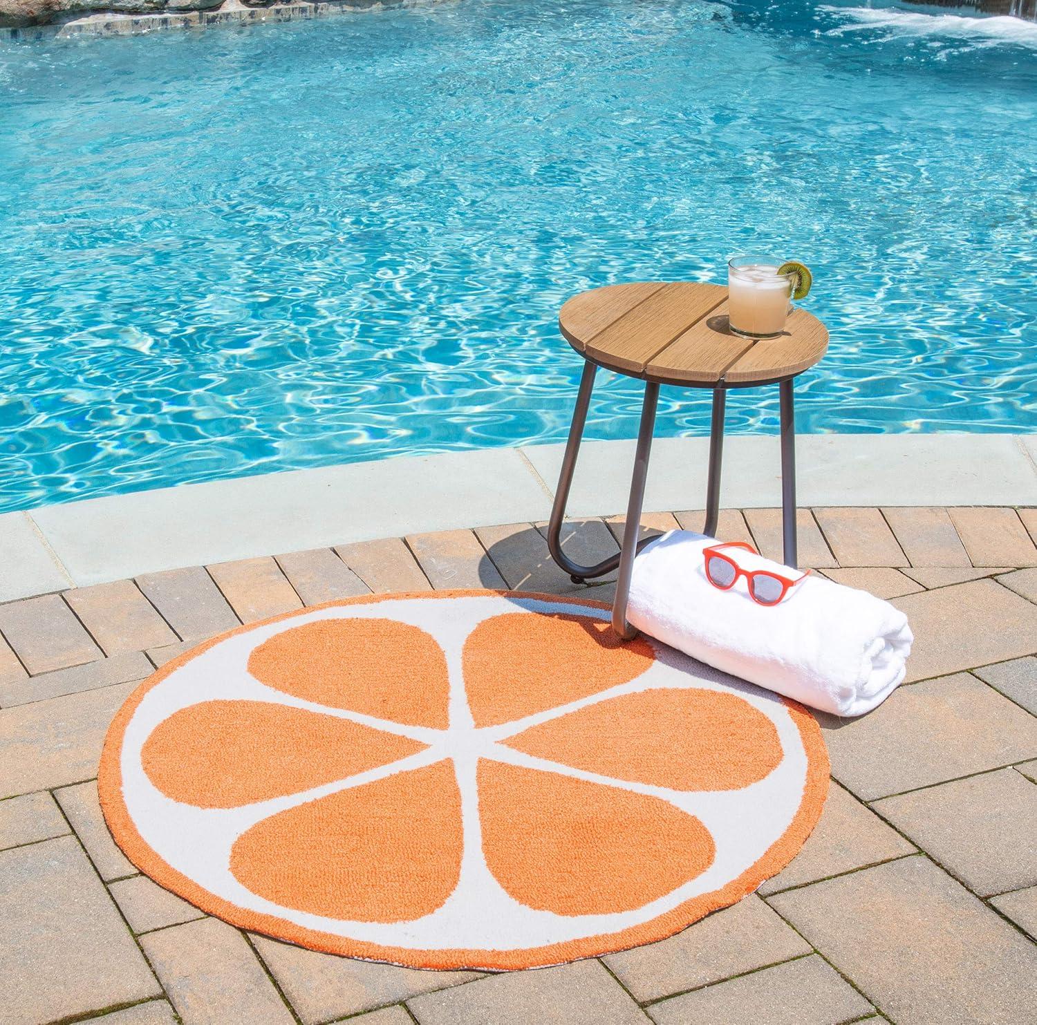 3' Fruit Hooked Round Accent Rug Orange - Novogratz By Momeni