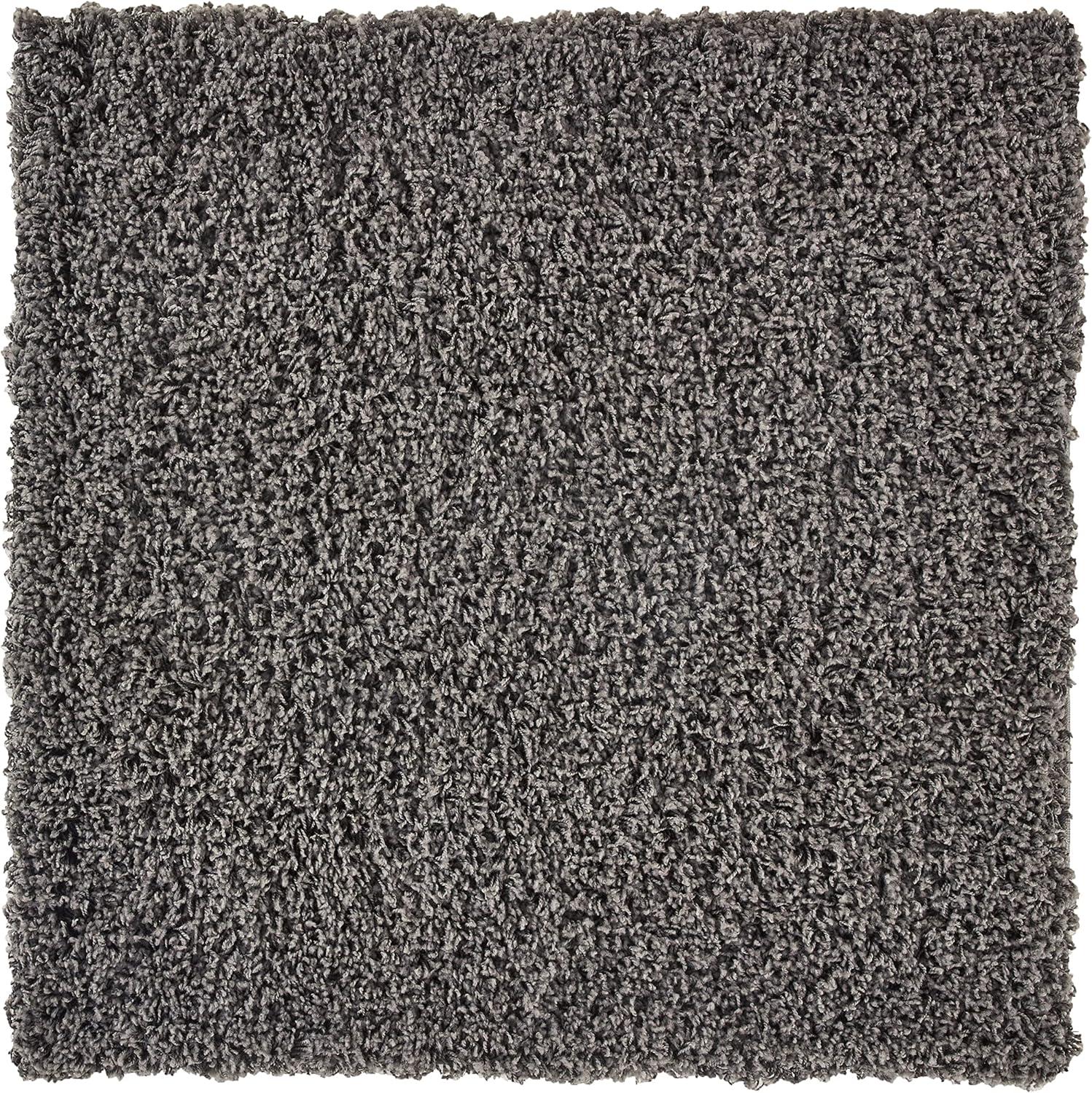 Unique Loom 3' 3 x 3' 3 Solid Shag Graphite Gray Area Rug