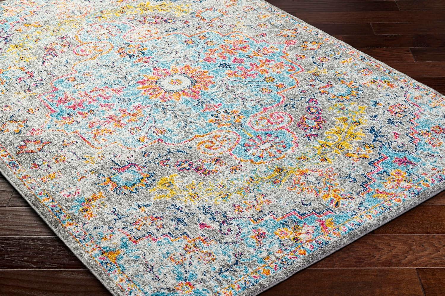 Livabliss Harput Vintage Medallion Area Rug,7'10" x 10'2",Aqua
