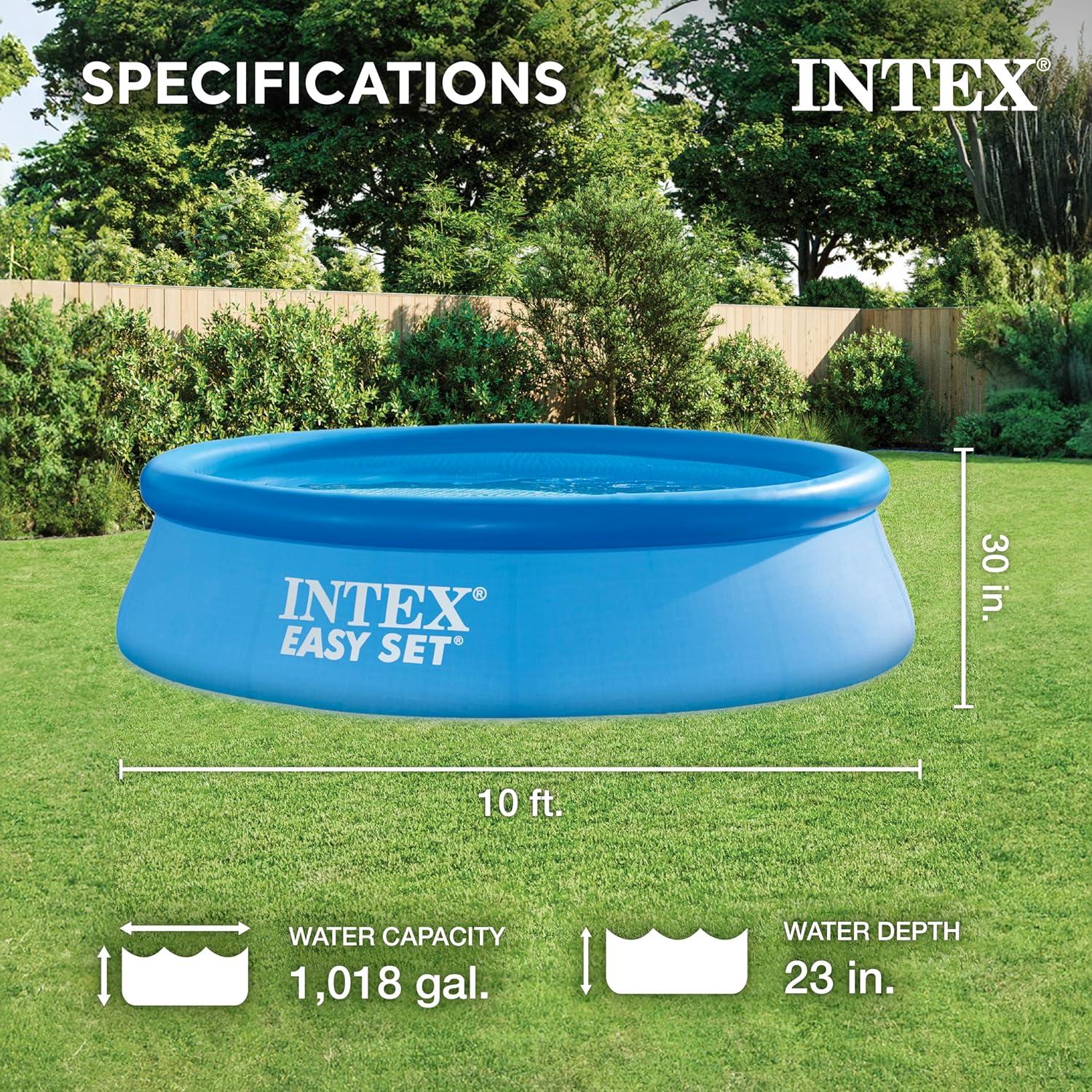 Intex 10' x 30" Easy Set Round Inflatable Above Ground Pool with Filter Pump