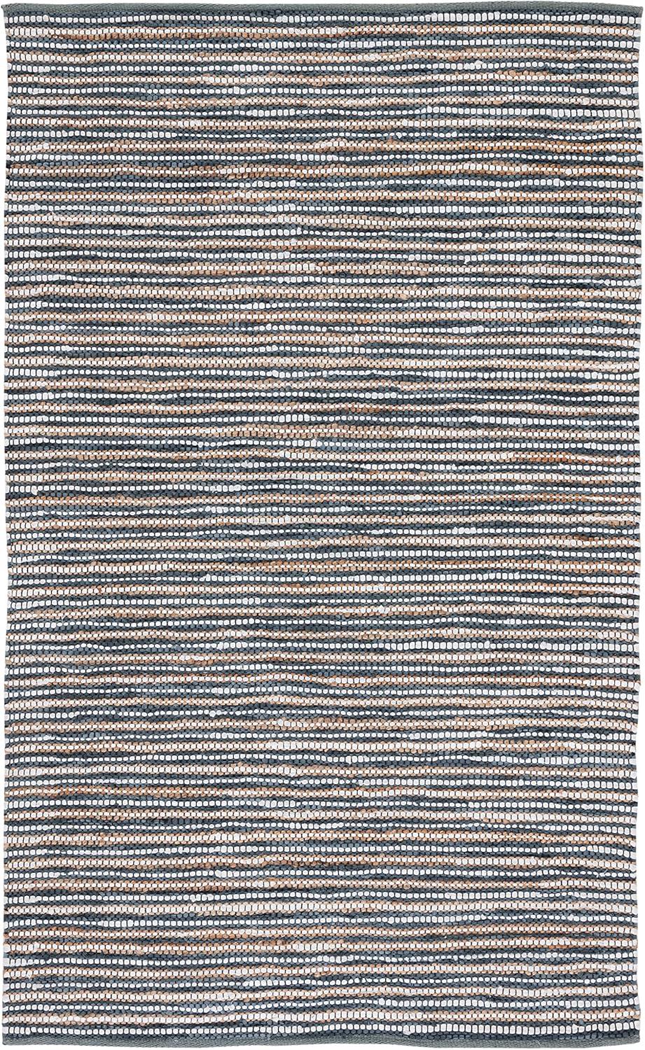 Vintage Leather VTL205 Hand Woven Area Rug - Dark Grey/Ivory - 3'x5' - Safavieh.