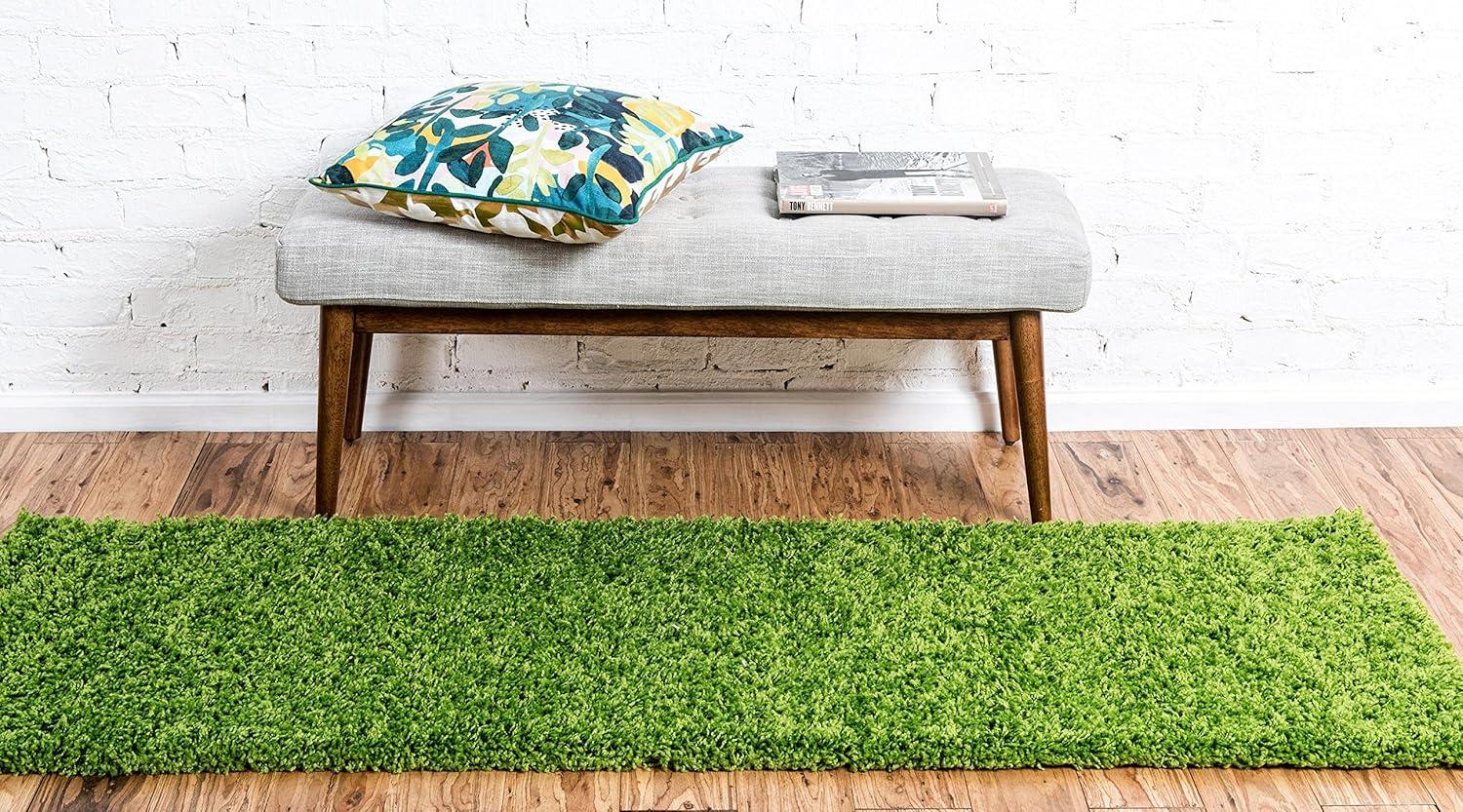 Unique Loom 2' 7 x 10' 0 Solid Shag Grass Green Area Rug