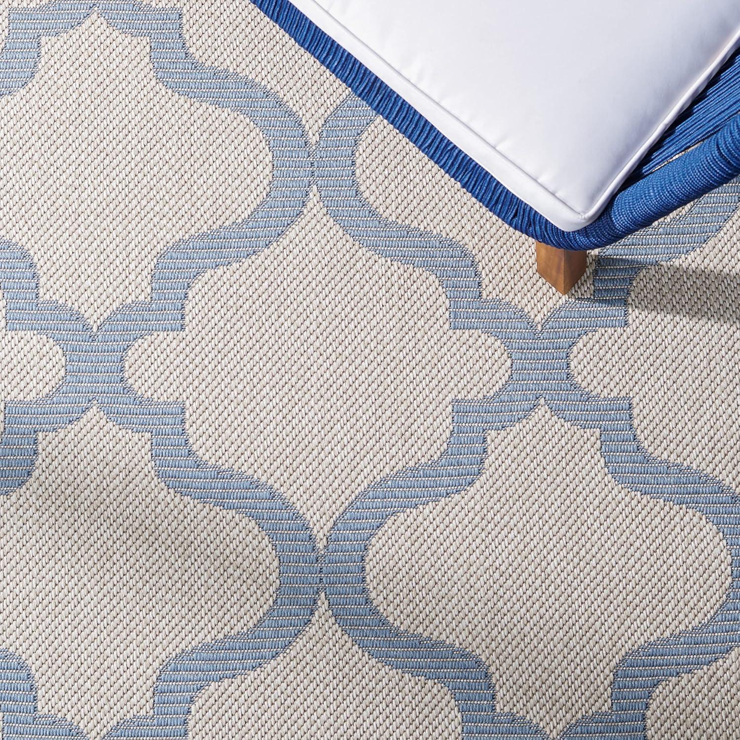 SAFAVIEH Outdoor BMU810L Bermuda Collection Ivory / Blue Rug