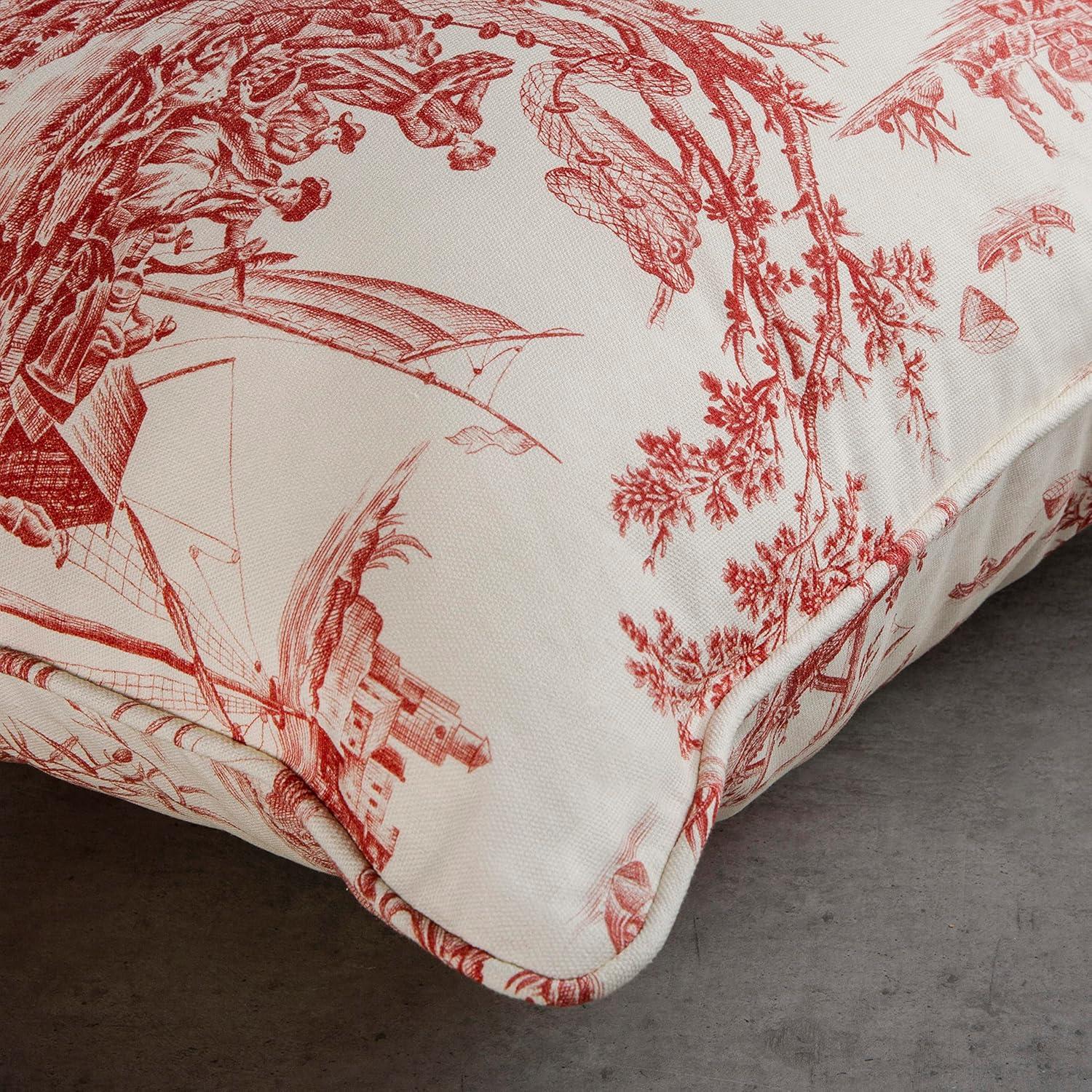 Maison d' Hermine Decorative Pillow Covers 18 x 18 Inch Square 100% Cotton Throw pillow Covers with invisible Zipper Cushion Case for Living Room Couch, Chair, Sofas, Bedroom, Home (Calais - Cardinal)