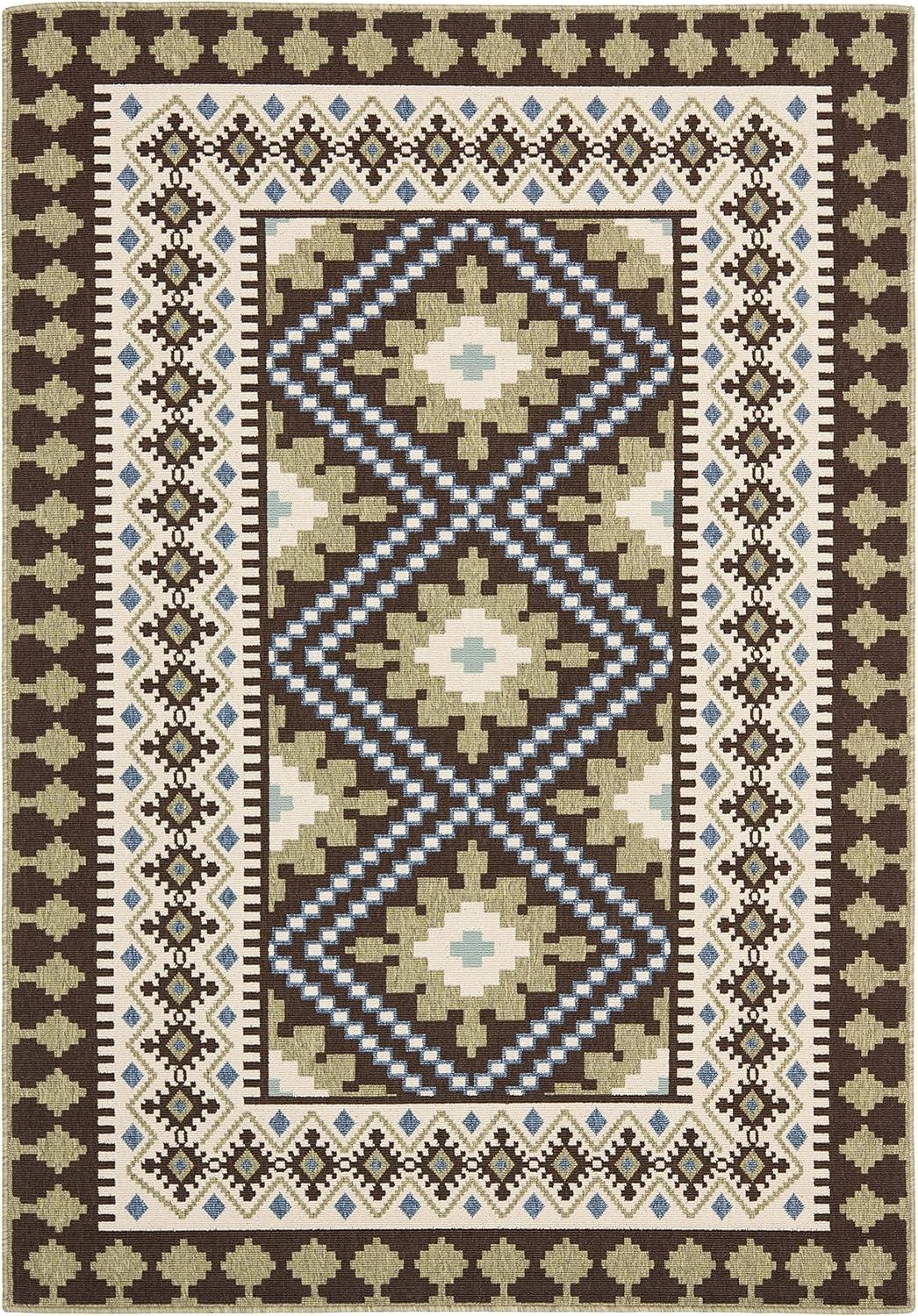 Reversible Chocolate & Green Synthetic Area Rug, 5' x 7', Easy Care