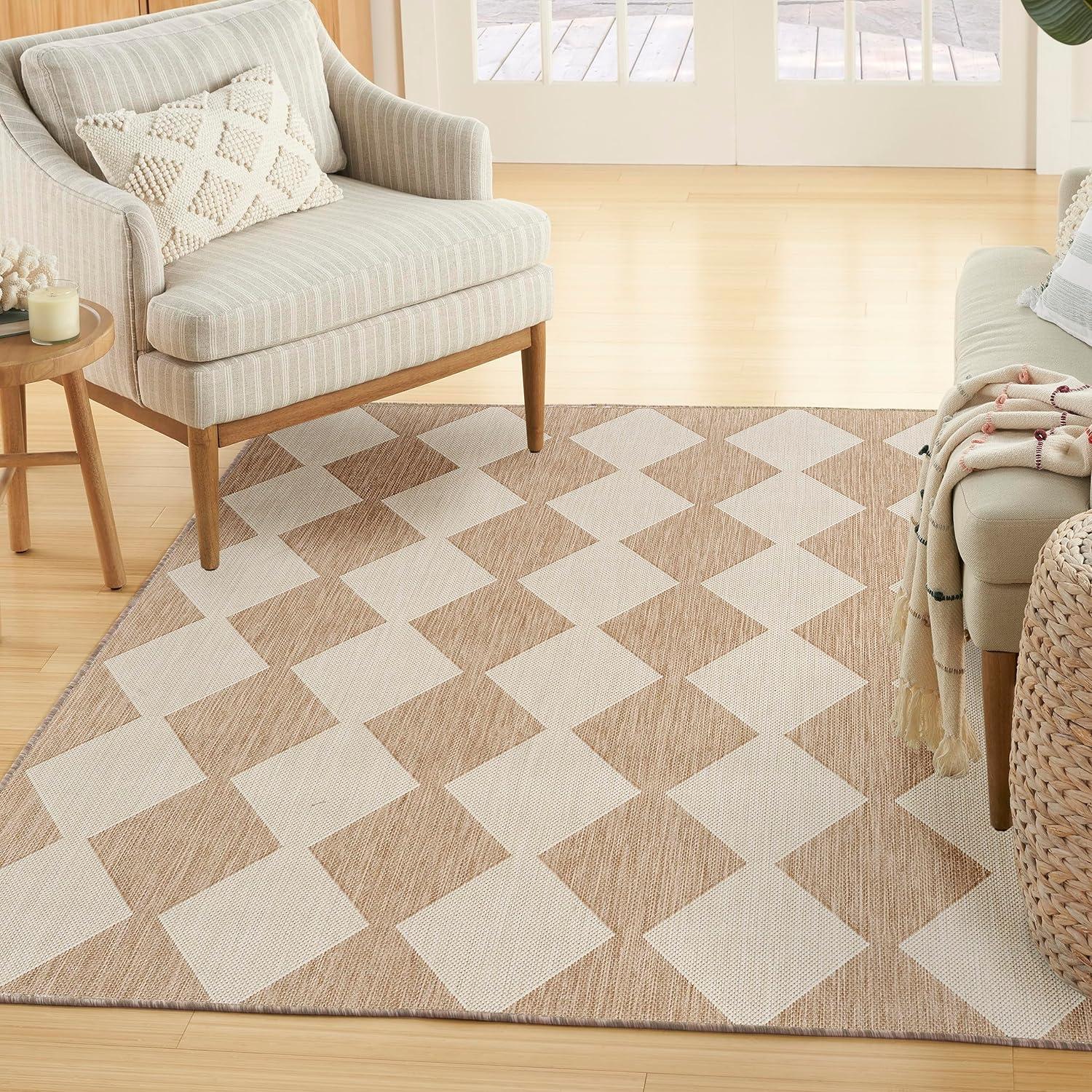 Nourison Positano 4' x 6' Jute Diamond Modern Flatweave Indoor/Outdoor Rug
