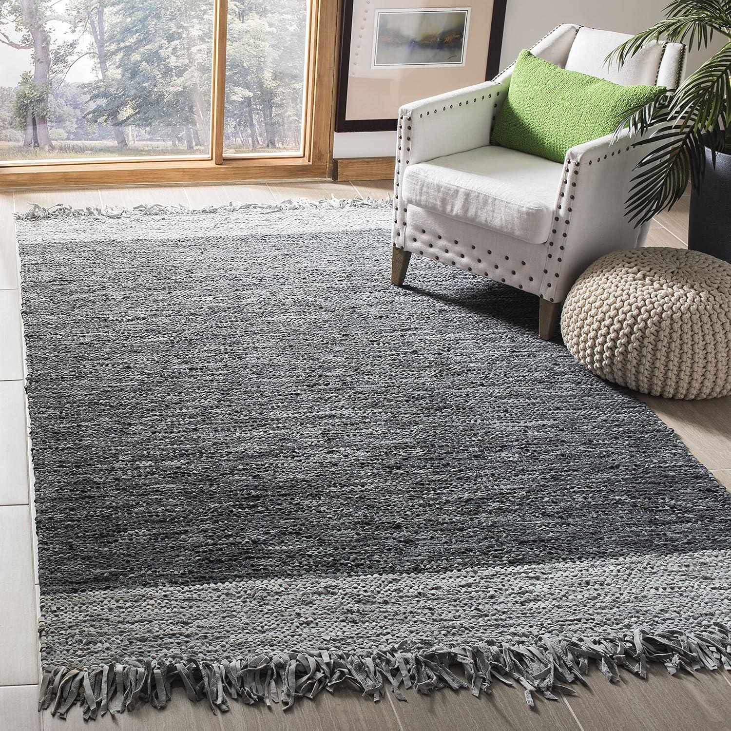 Handmade Light Grey and Dark Grey Cowhide Area Rug