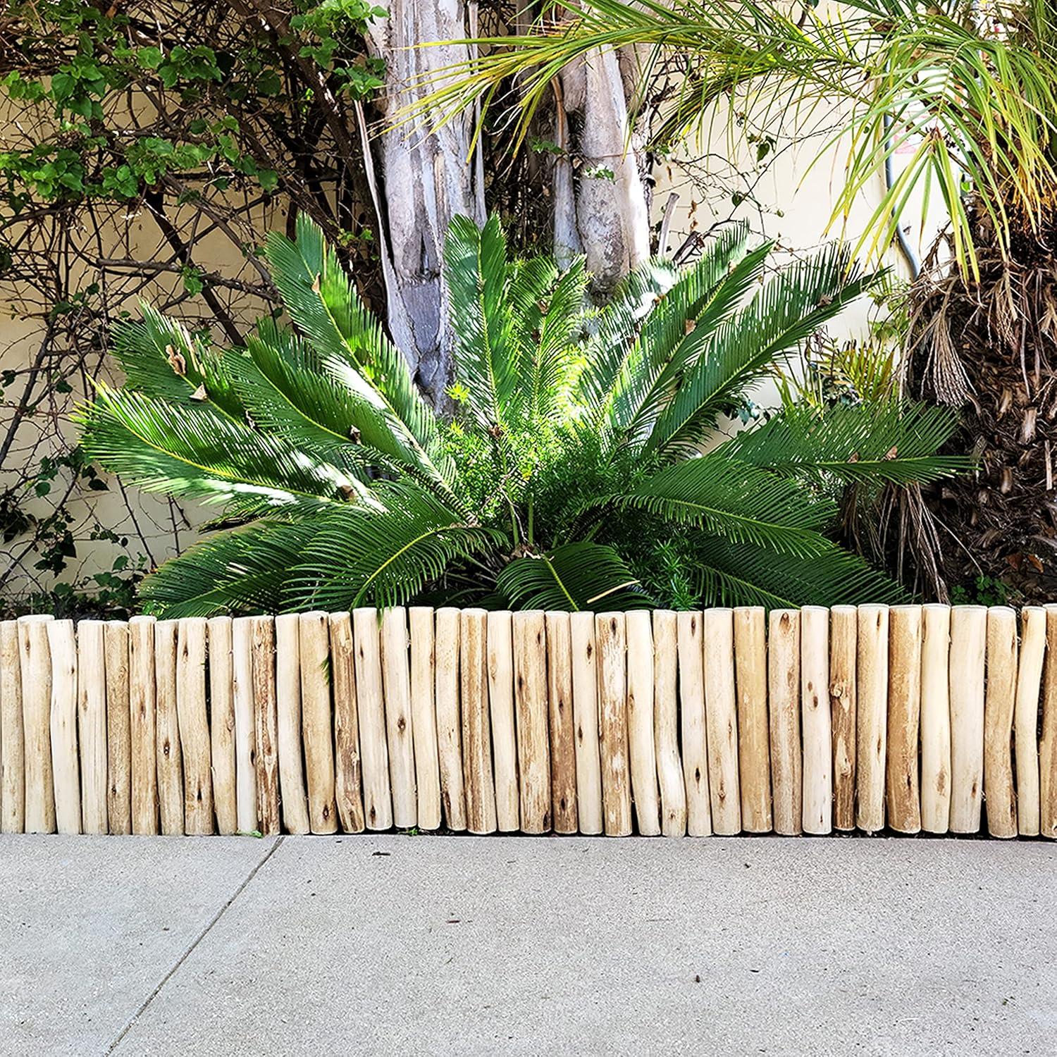 FOREVER BAMBOO Natural Eucalyptus Wood Solid Log for Landscaping Edging Lawn Garden Fence Borders 72 in L x 12 in H x 1.25 in D