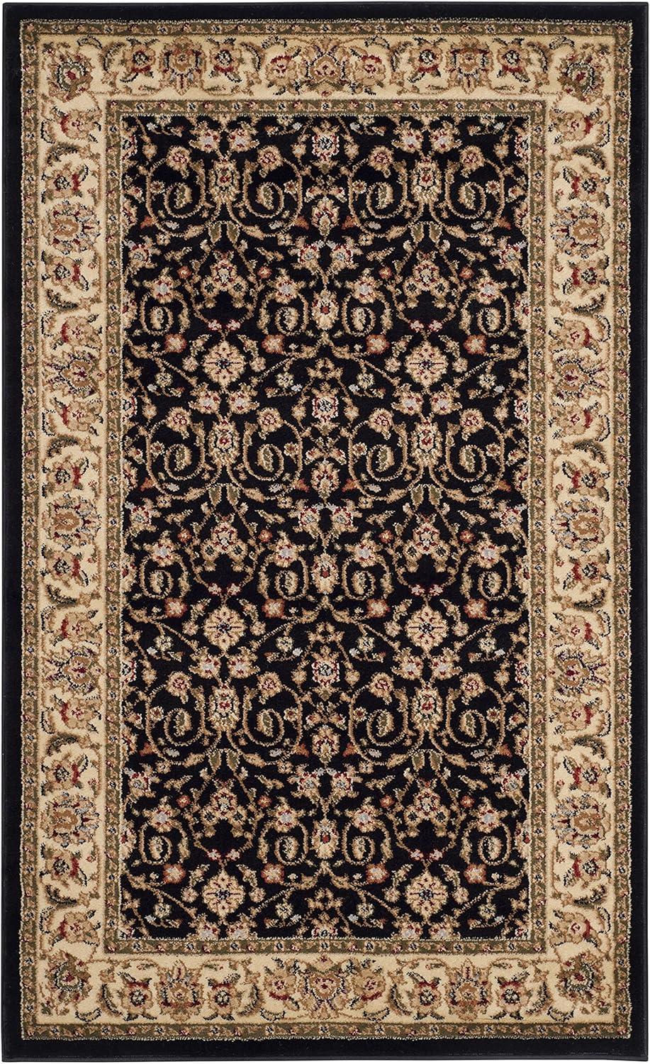 SAFAVIEH Lyndhurst Sarah Traditional Floral Area Rug, Black/Ivory, 3'3" x 5'3"