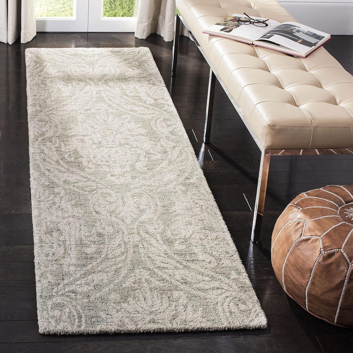 Abstract ABT204 Handmade Indoor Runner - Grey/Ivory - 2'-3"x6' - Safavieh