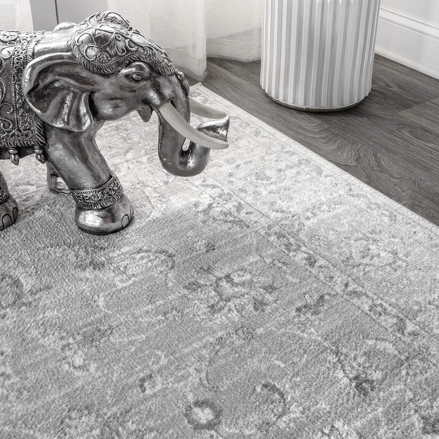 3'x5' Modern Persian Vintage Area Rug, Light Grey - JONATHAN Y