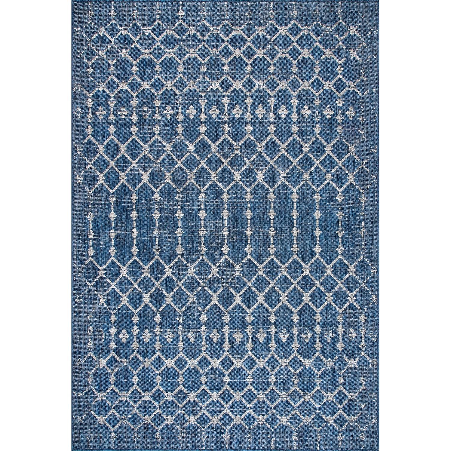 Nuloom Grayson Trellis 5x8 Indoor/Outdoor Area Rug for Living Room Patio Deck Front Porch Kitchen, Blue/Ivory