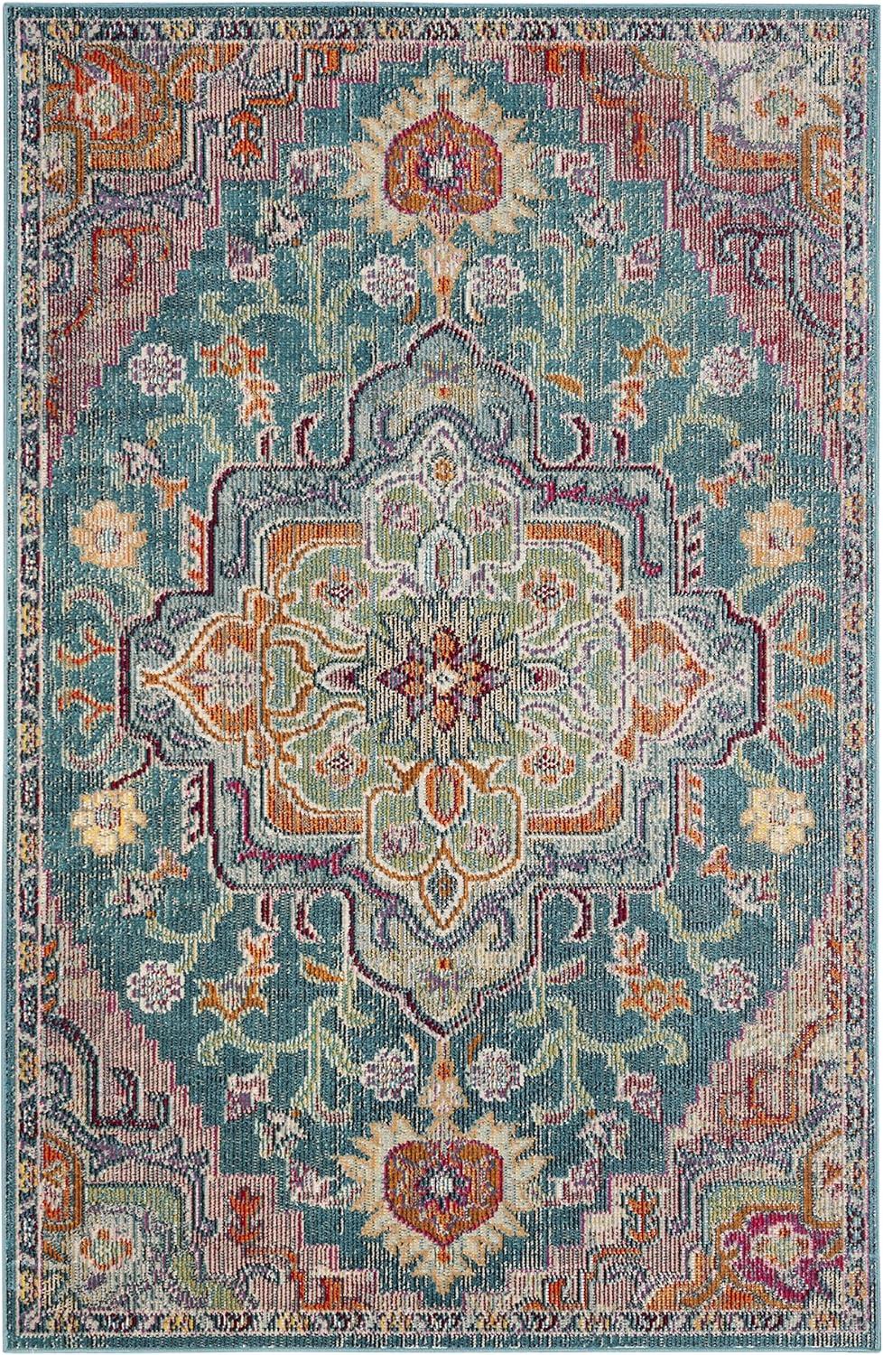 Crystal CRS501 Loomed Indoor Area Rug - Teal/Rose - 4'x6' - Safavieh
