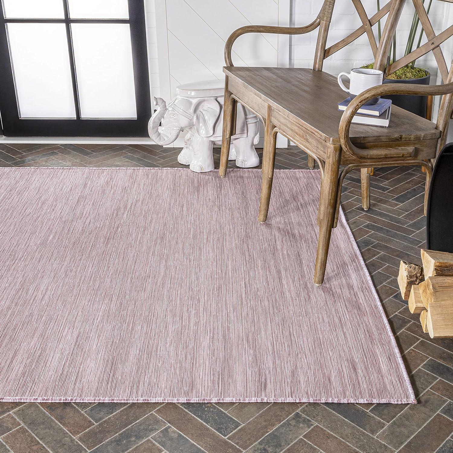 9'x12' Ethan Modern Flatweave Solid  Area Rug, Pink - JONATHAN Y