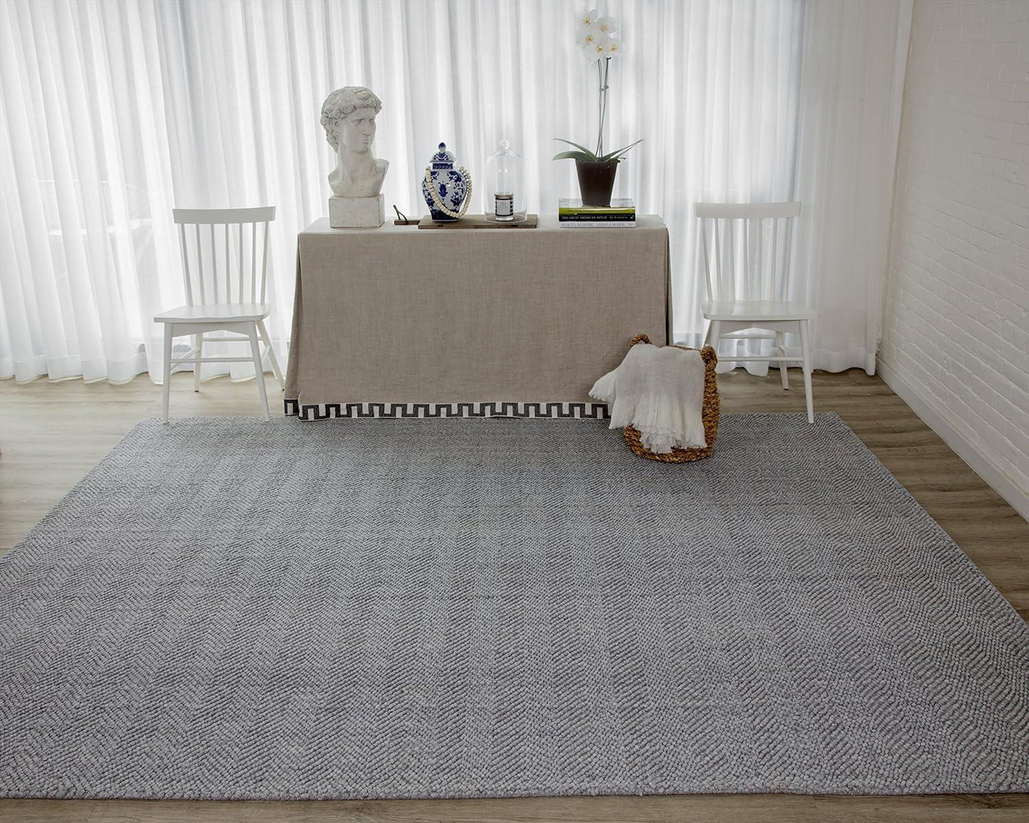 Erin Gates By Momeni 5'x8' Solid Woven Area Rug Gray: Modern Handmade Low Pile Polyester Rectangle Rug