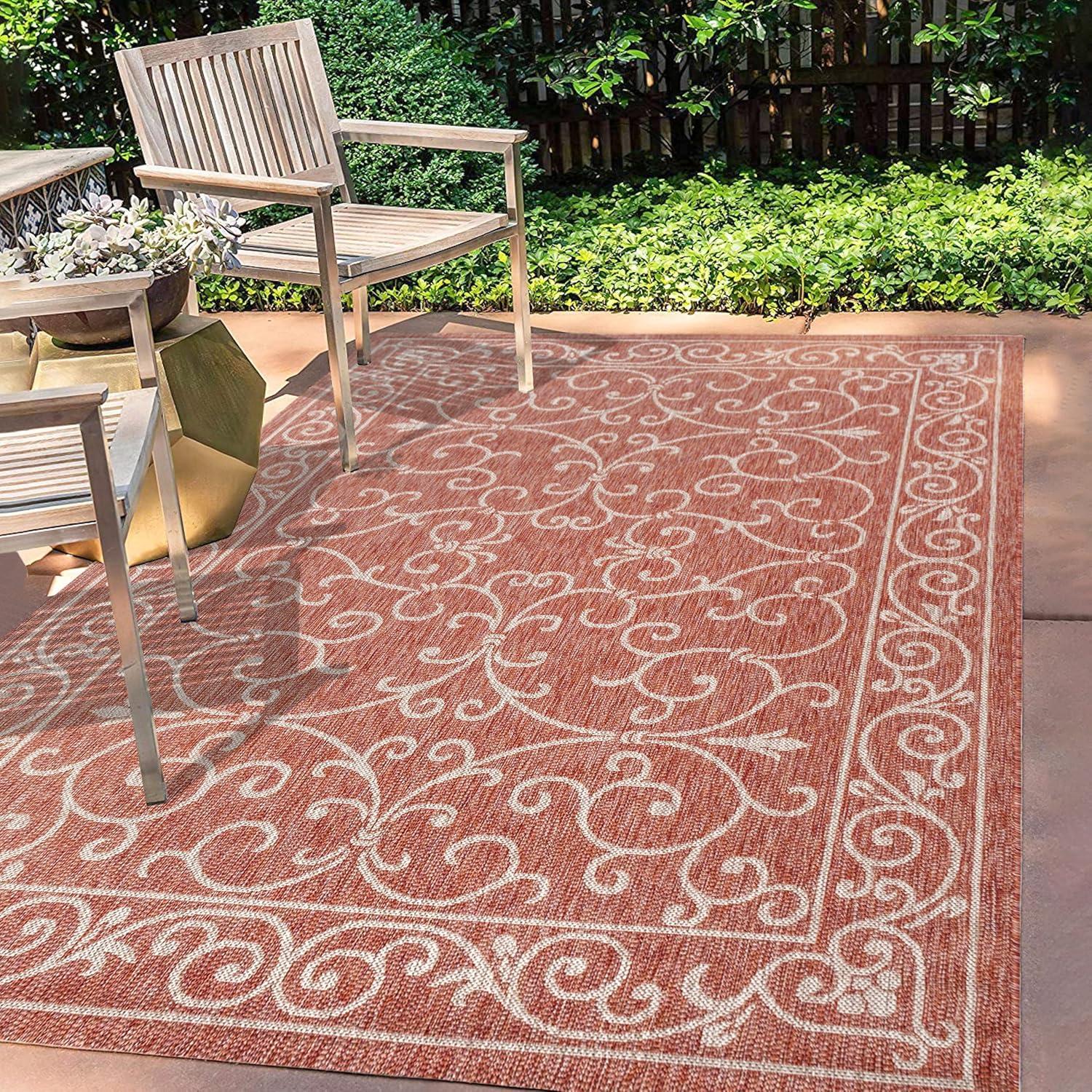 Charleston Vintage Filigree Textured Weave Indoor/Outdoor Area Rug  - JONATHAN Y