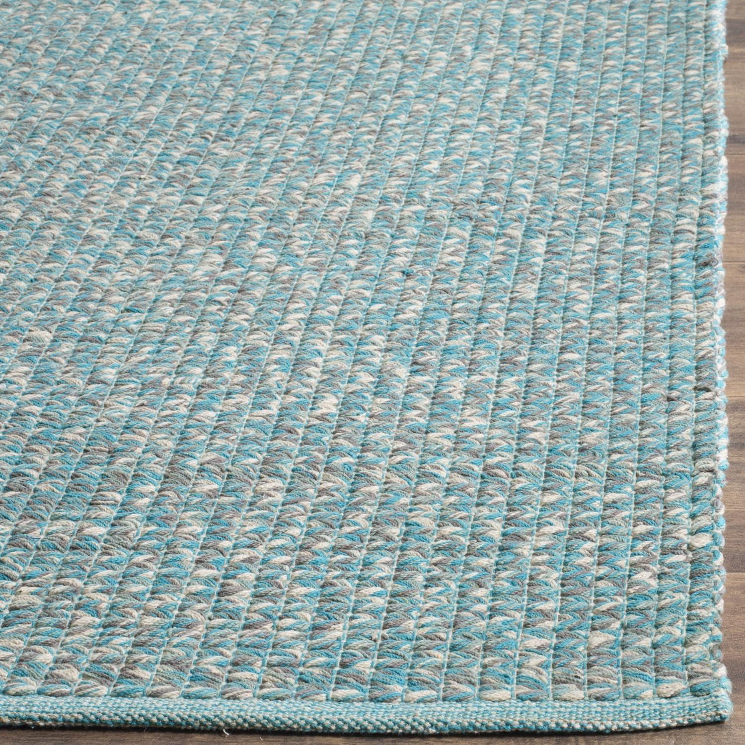 Alberta Abstract Handmade Flateweave Cotton Turquoise Area Rug