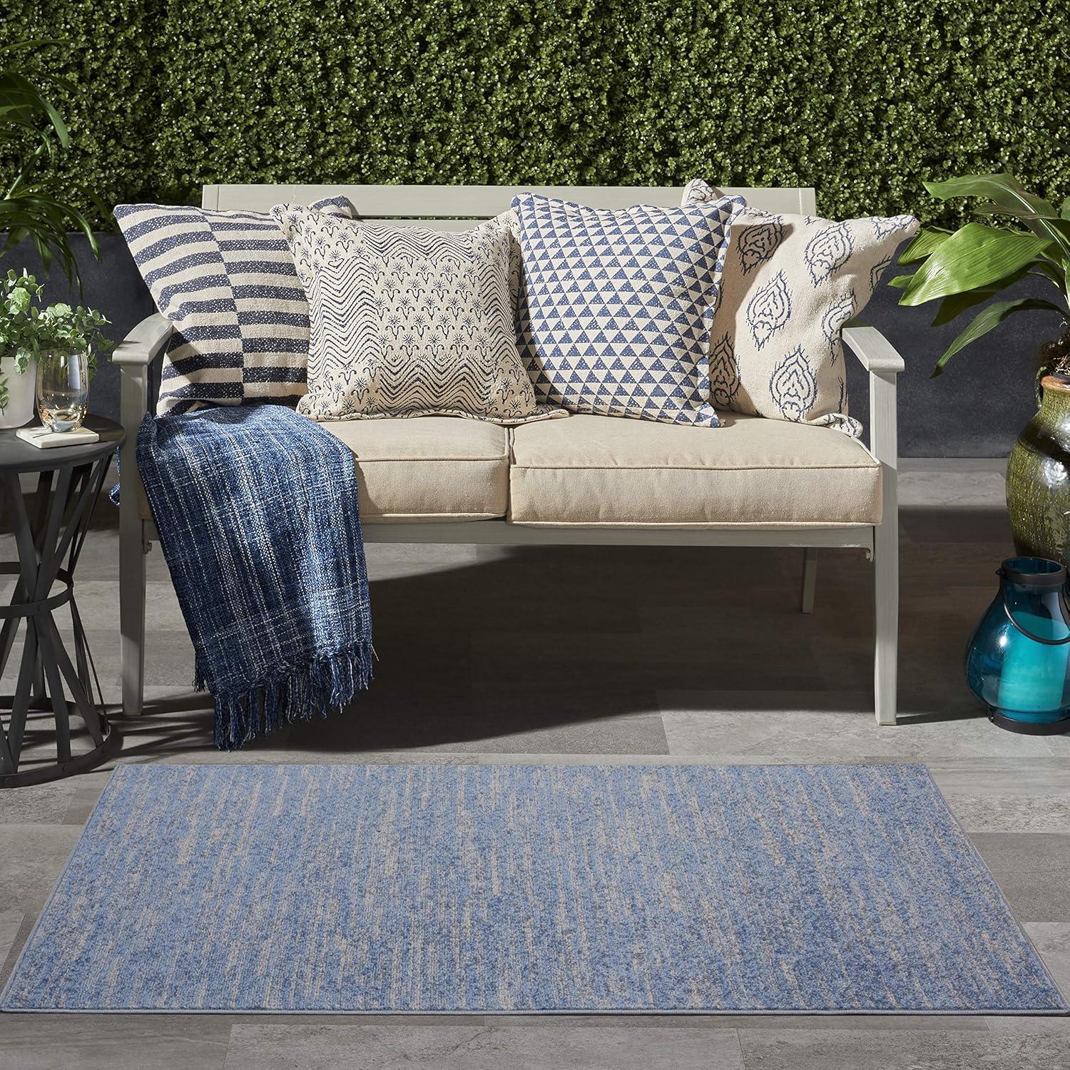 Nourison Nourison Essentials NRE01 Indoor/outdoor Area Rug - Blue/Grey 3' x 5'