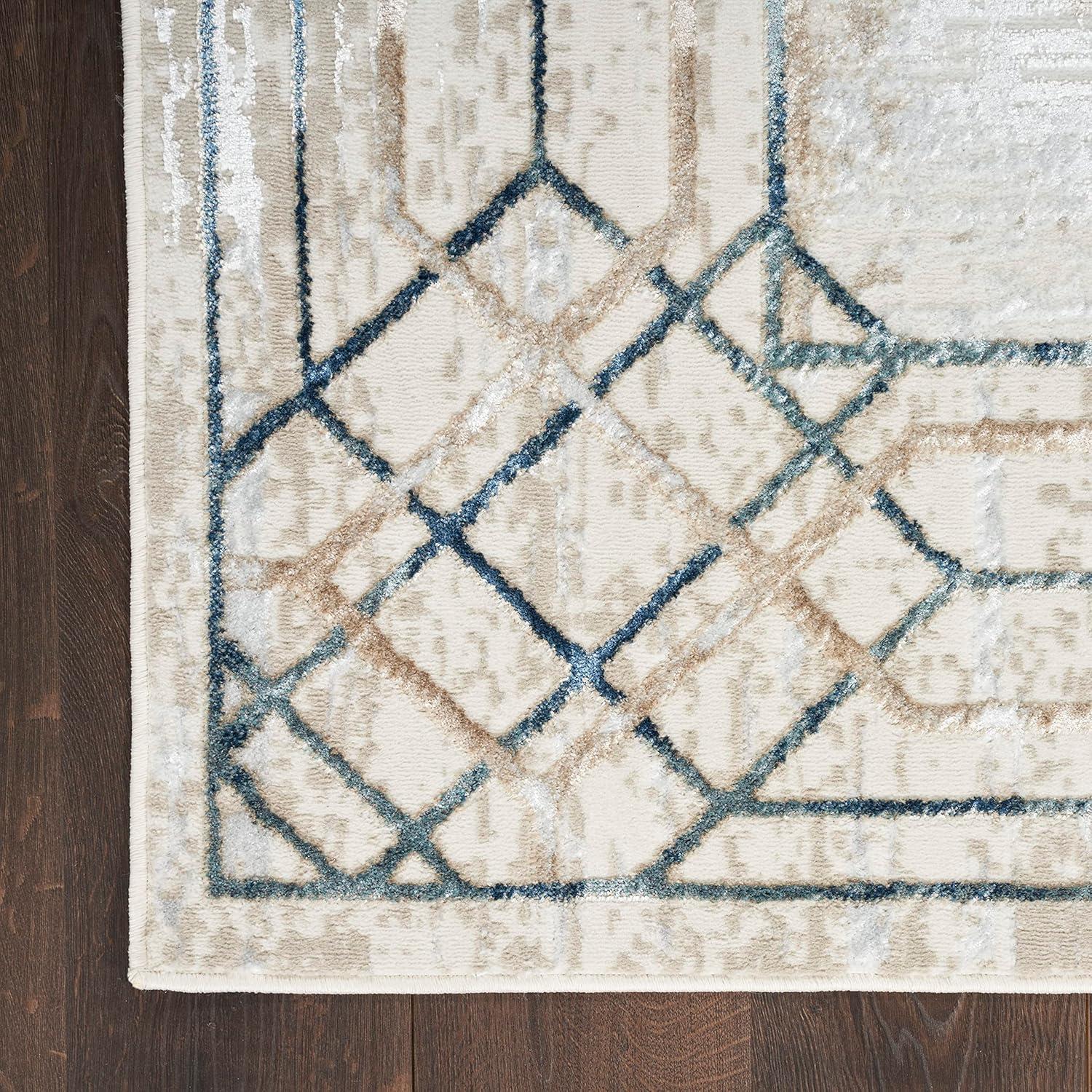 Nourison Glam 5'3" x 7'3" Ivory/Taupe Mid-Century Modern Indoor Rug
