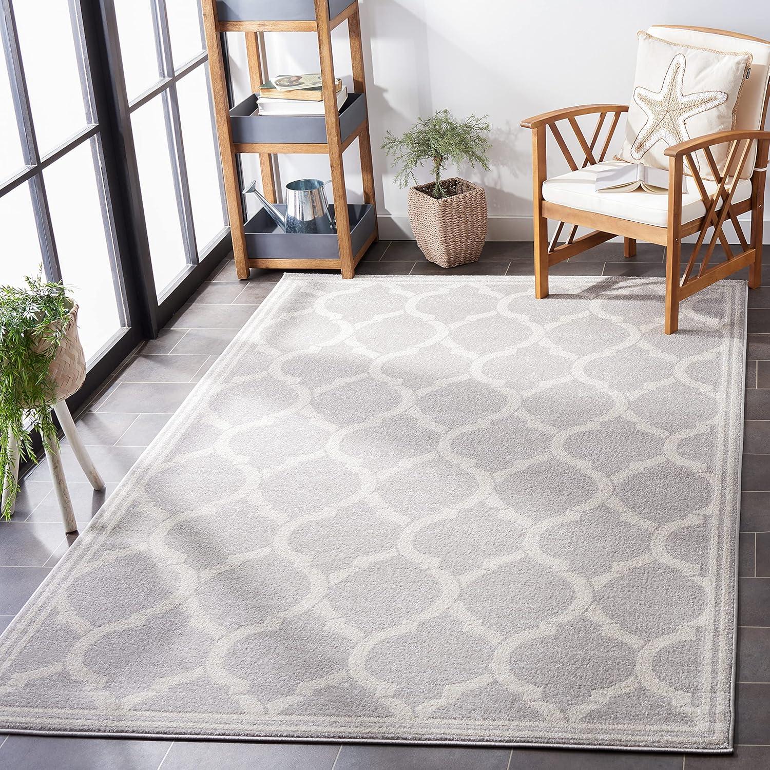 Amherst AMT415 Power Loomed Indoor Area Rug - Light Grey/Ivory - 8'x10' - Safavieh