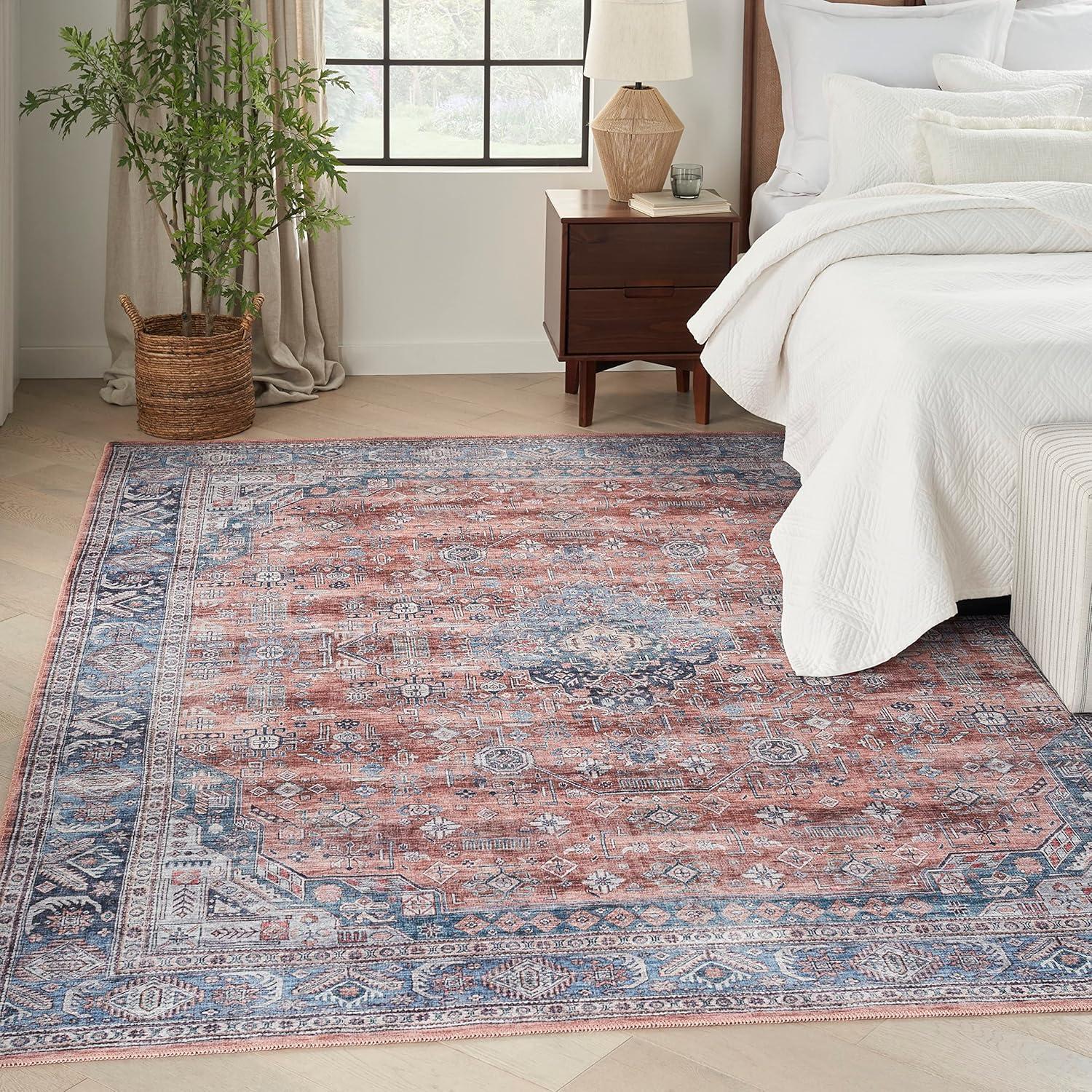 Nourison Washable Brilliance 7'10" x 9'10" Blue/Multi Vintage Indoor Rug