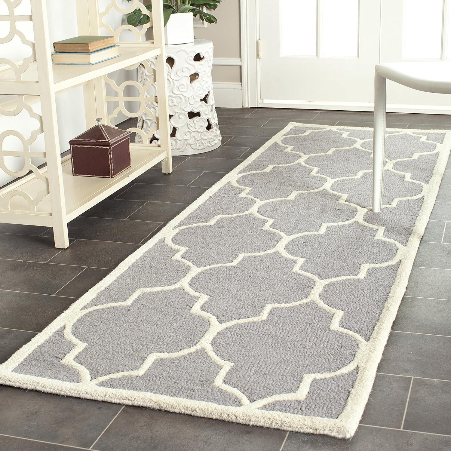 Hand-Tufted Elegance Silver & Ivory Wool 8' x 10' Area Rug