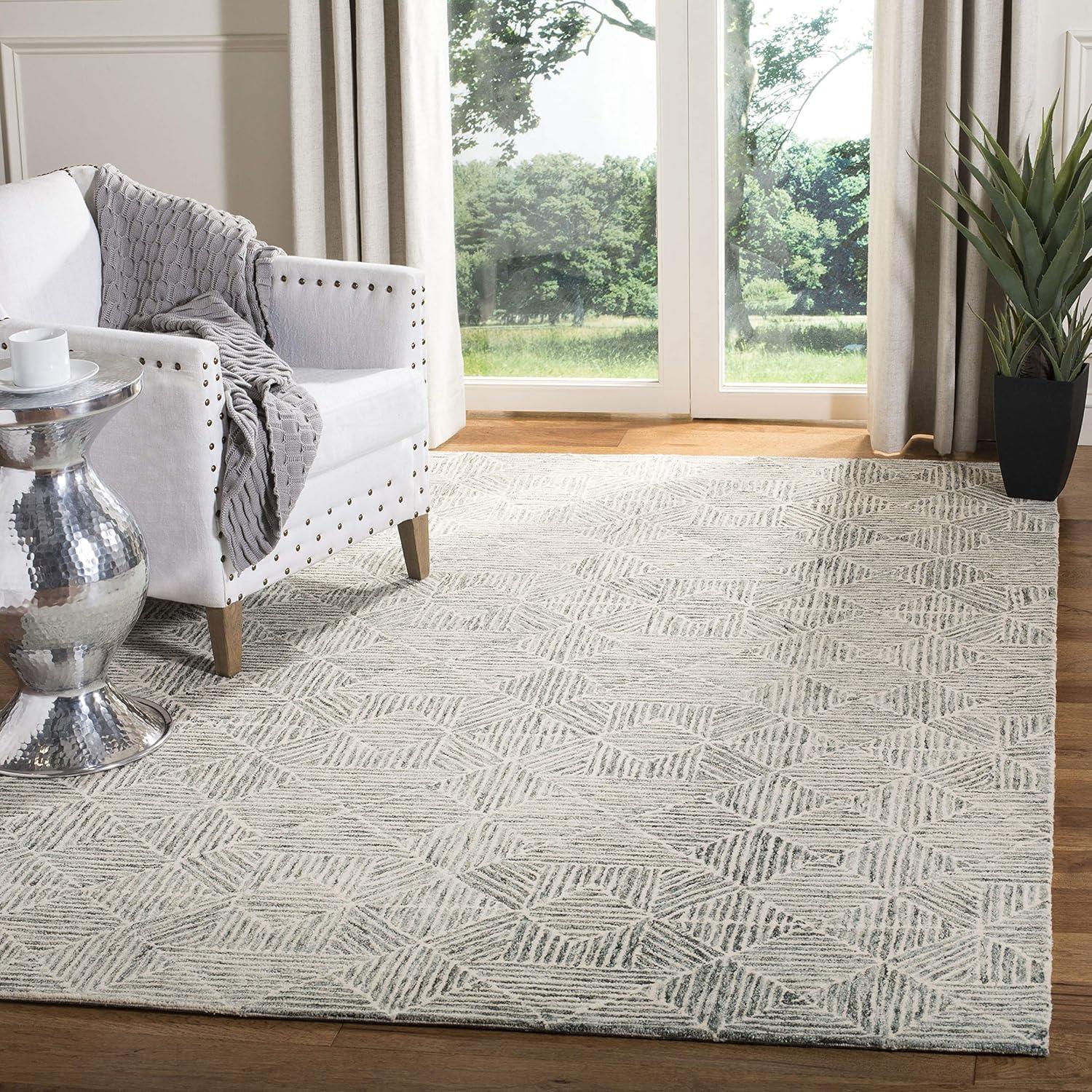 SAFAVIEH Abstract Brock Geometric Area Rug, Green/Ivory, 5' x 8'