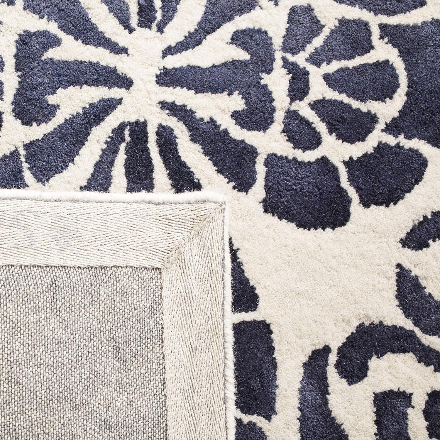 SAFAVIEH Dip Dye Collection 2' x 3' Ivory / Navy DDY719P Handmade Premium Wool Accent Rug