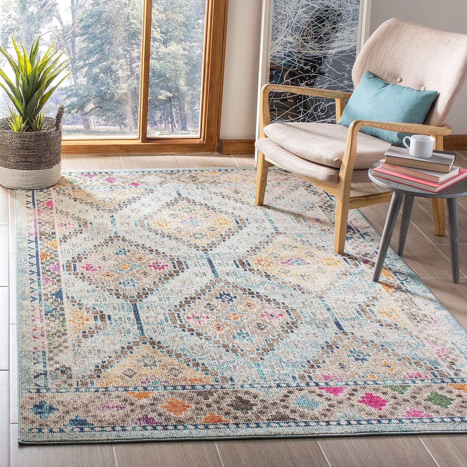 Madison MAD418 Power Loomed Area Rug - Blue/Yellow - 4'x6' - Safavieh.