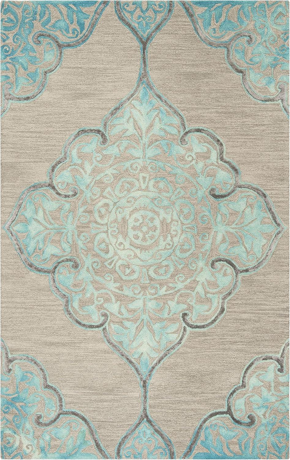Dip Dye DDY510 Hand Tufted Indoor Area Rug - Grey/Turquoise - 5'x8' - Safavieh