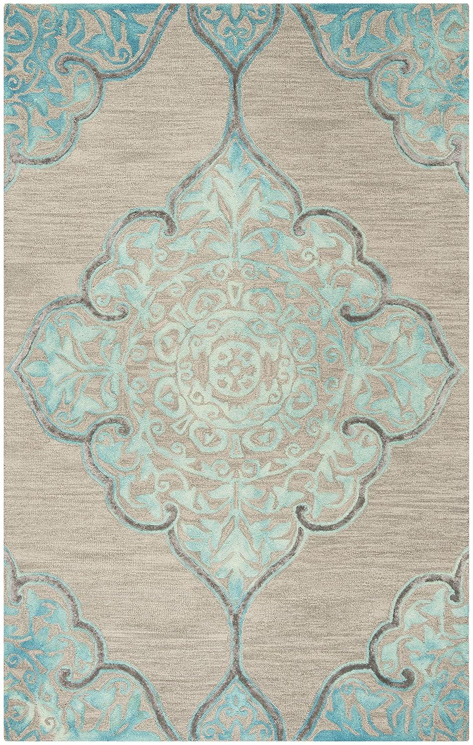 Dip Dye DDY510 Hand Tufted Indoor Area Rug - Grey/Turquoise - 4'x6' - Safavieh