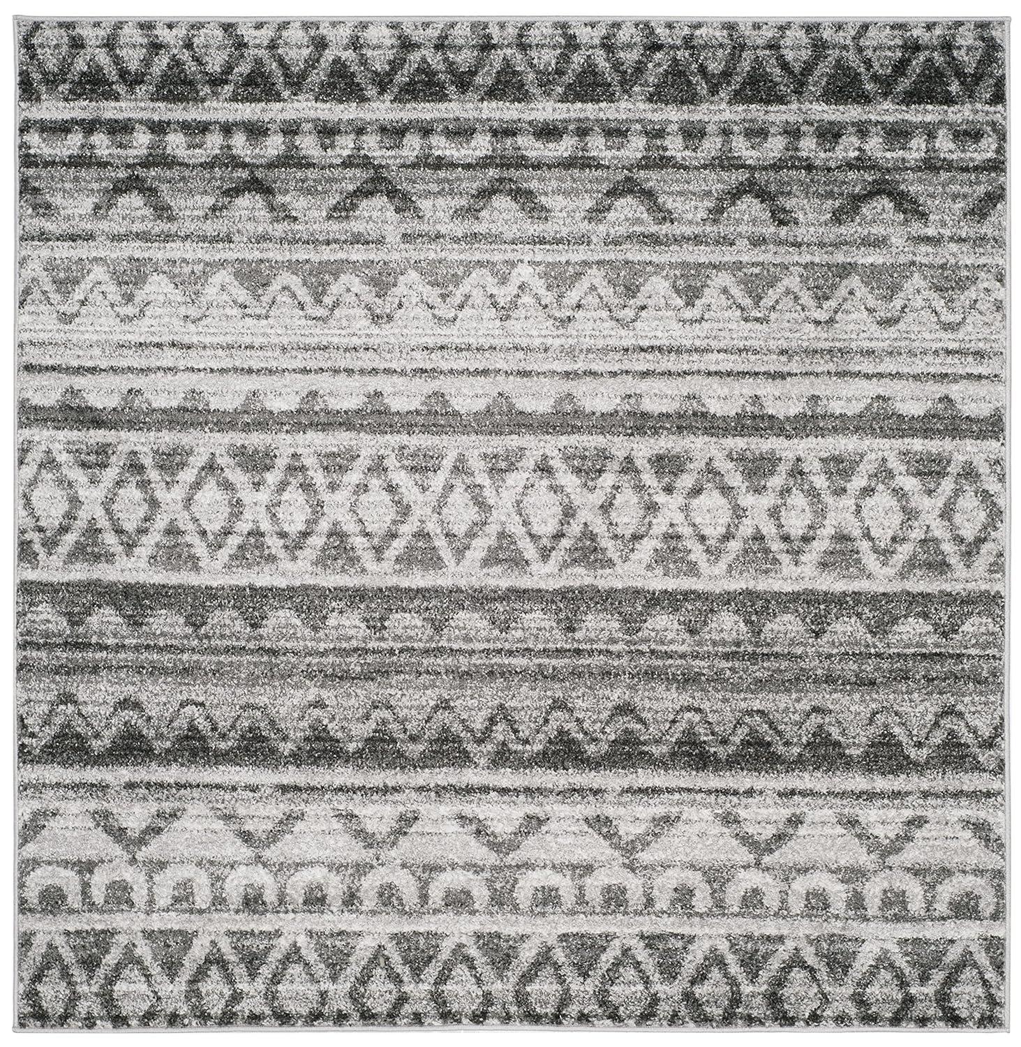 Adirondack ADR119 Machine Made Indoor Area Rug - Ivory/Charcoal - 6'x6' - Safavieh