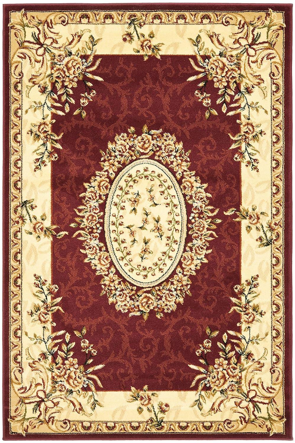 Lyndhurst LNH328 Power Loomed Area Rug - Red/Ivory - 4'x6' - Safavieh