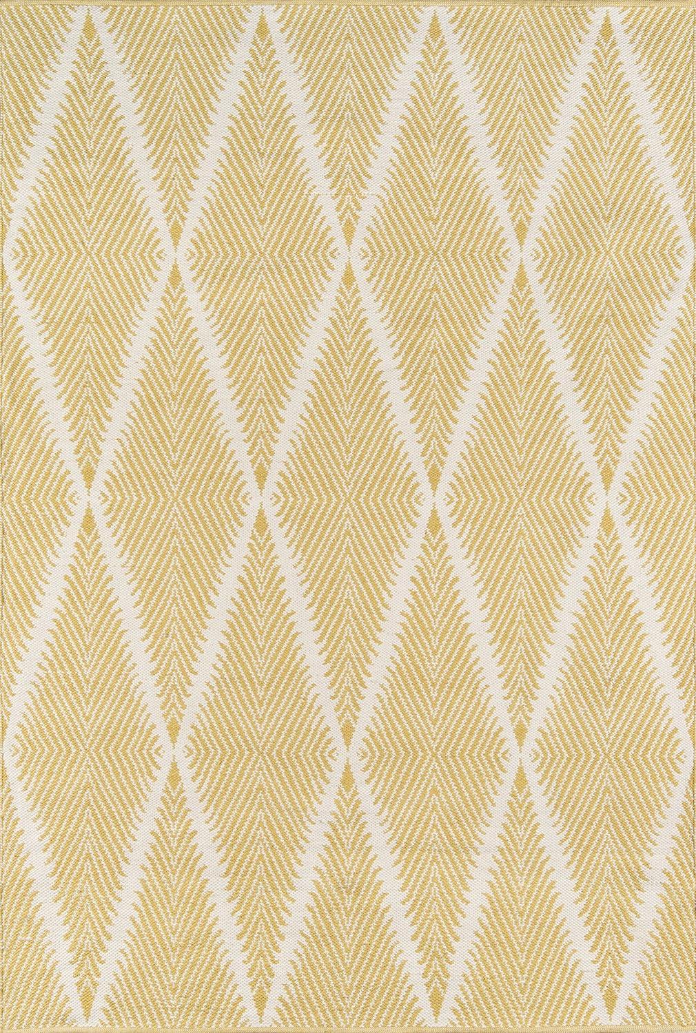 River Geometric Handmade Flatweave Yellow/White Area Rug