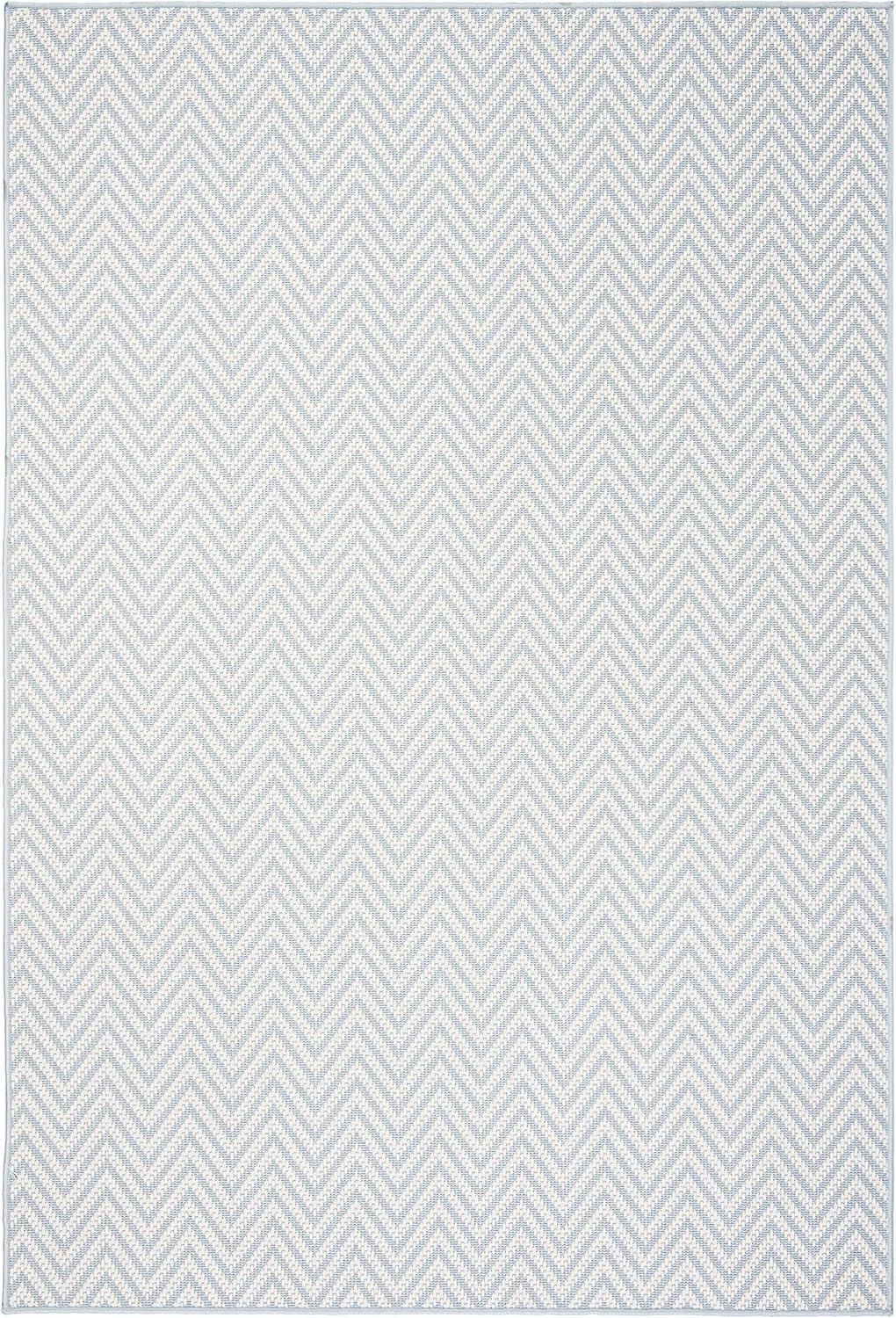 SAFAVIEH Bermuda Amina Geometric Chevron Indoor/Outdoor Area Rug Light Blue/Cream, 9' x 12'