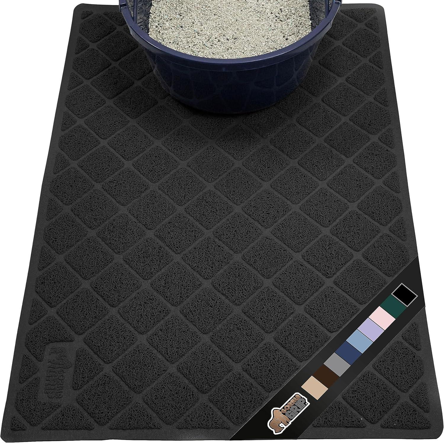 Gorilla Grip Cat Litter Mat, Water Resistant, Traps Mess, Easy Clean, 24 x 17, Black