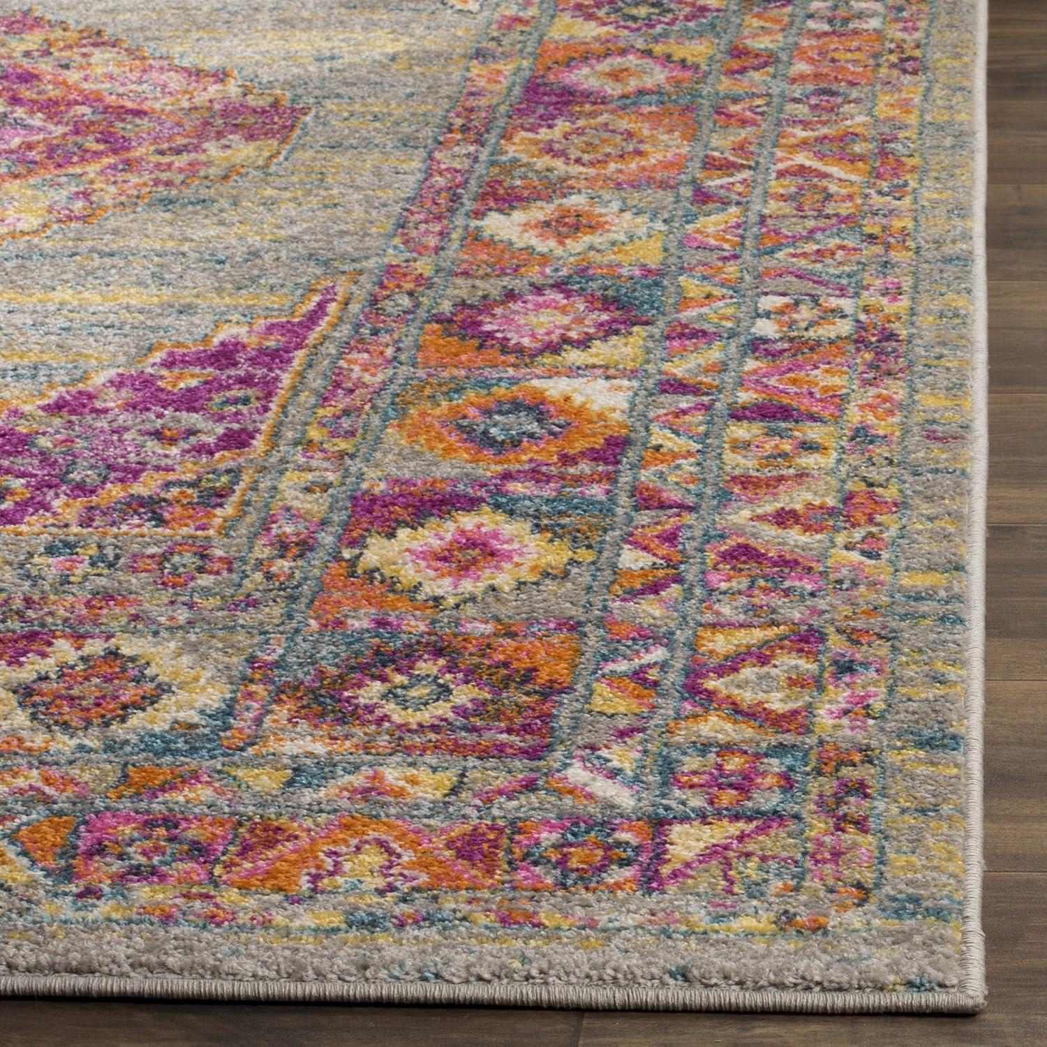 Madison MAD133 Power Loomed Indoor Area Rug - Light Grey/Fuchsia - 4'x6' - Safavieh