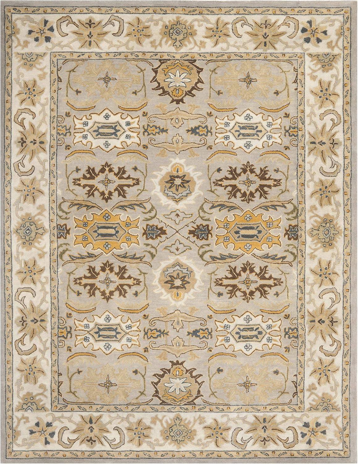 SAFAVIEH Heritage Giles Traditional Wool Area Rug, Light Grey/Grey, 7'6" x 9'6"