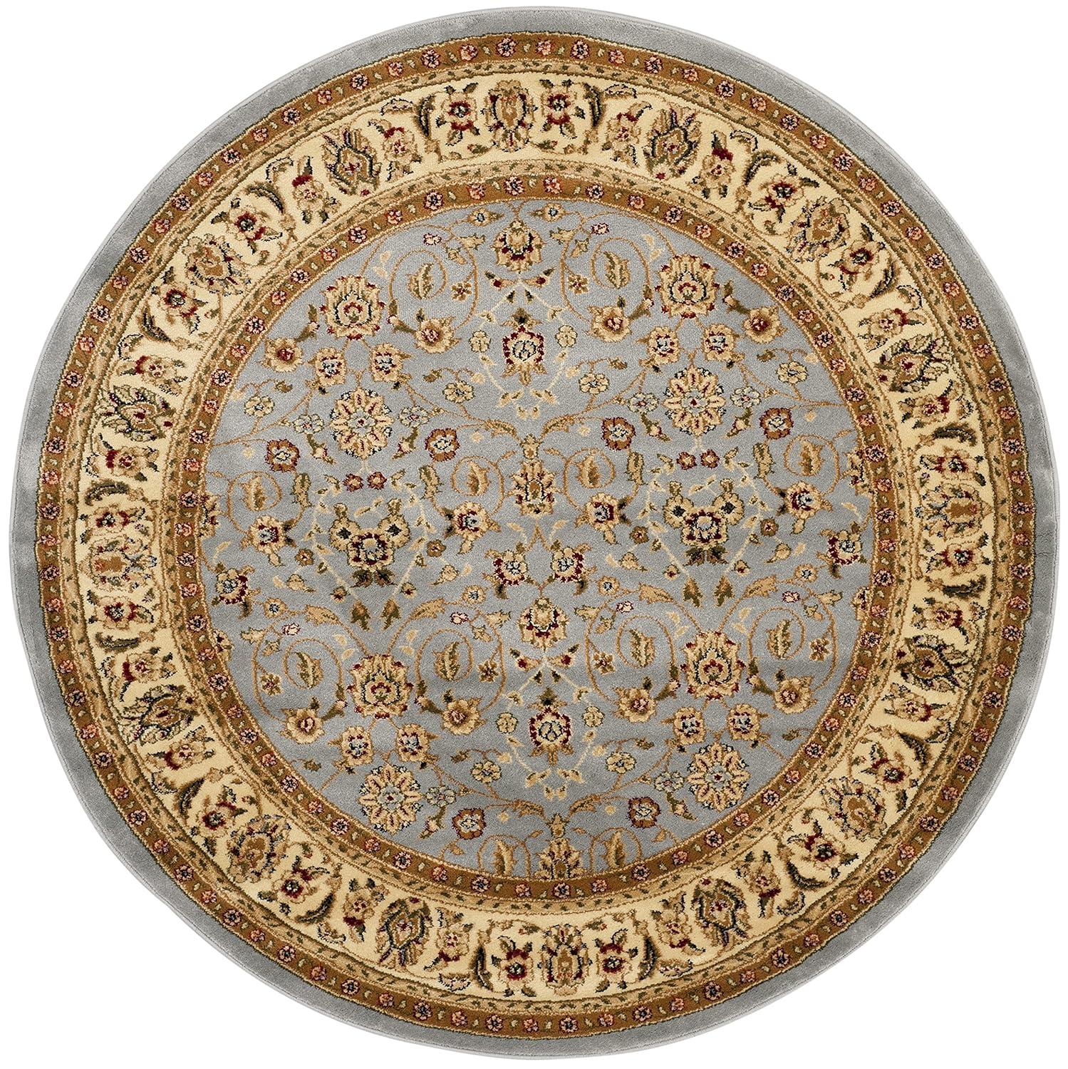 Lyndhurst LNH312 Power Loomed Area Rug - Light Blue/Ivory - 7' Round - Safavieh.