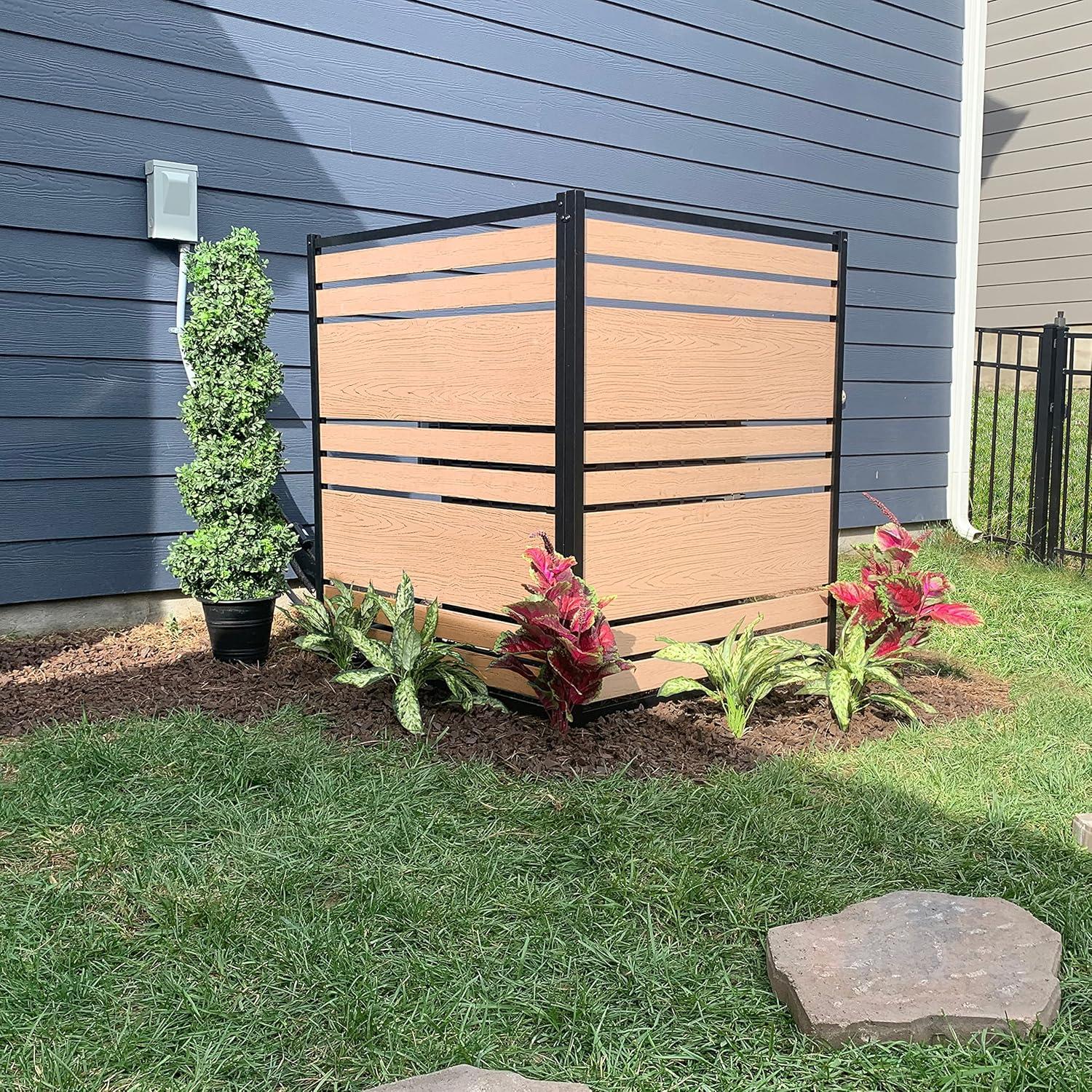 48in H x 40in W (2 Panels) No Dig Enclo Vienna Cedar Color Privacy Screen, Outdoor WoodTek Vinyl Privacy Fence Panel, Privacy Wall for Trash Can & Air Conditioner Fence, Patio Privacy Screen, EC18017