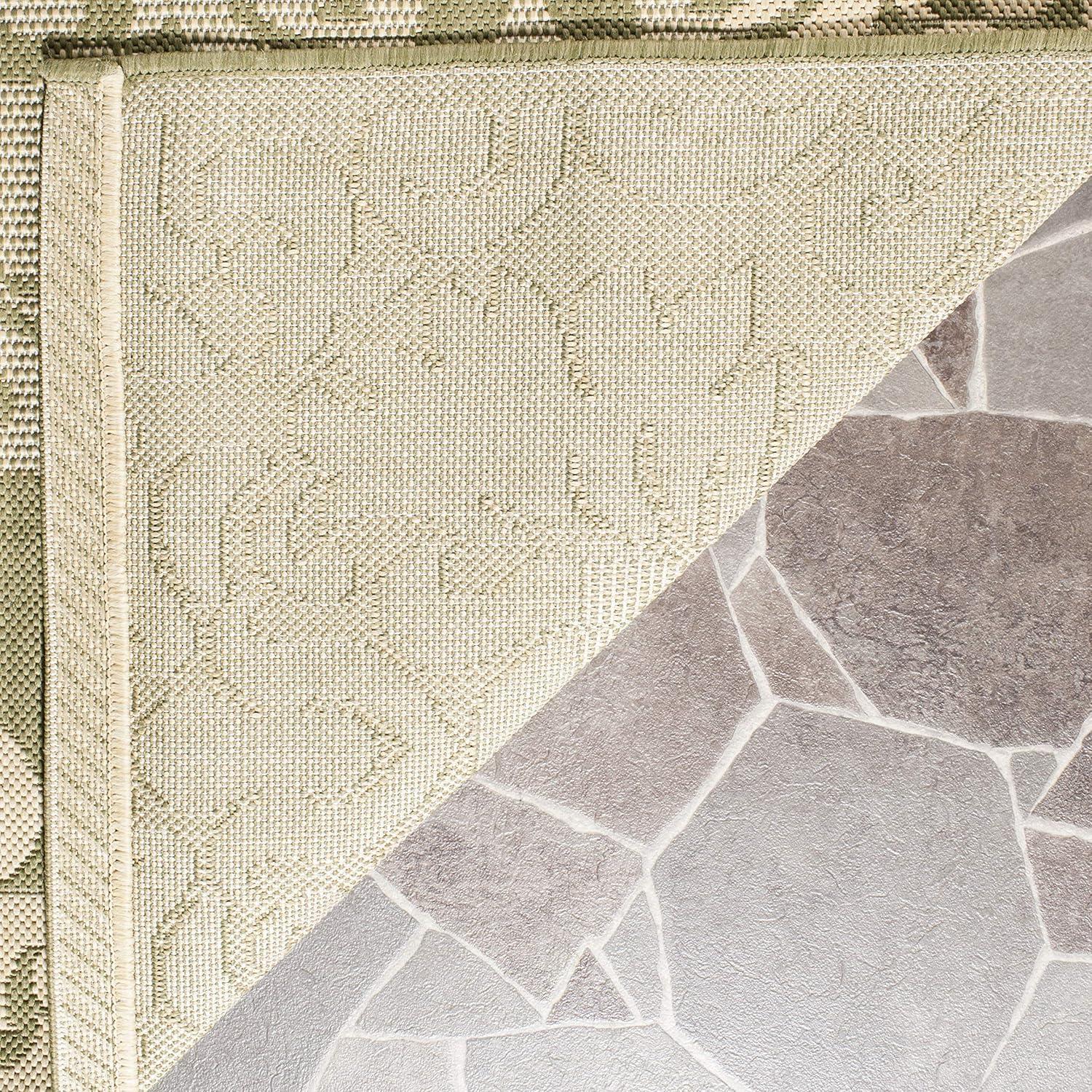 SAFAVIEH Courtyard Dani Damask Bordered Indoor/Outdoor Runner Rug, 2'3" x 6'7", Brown/Natural