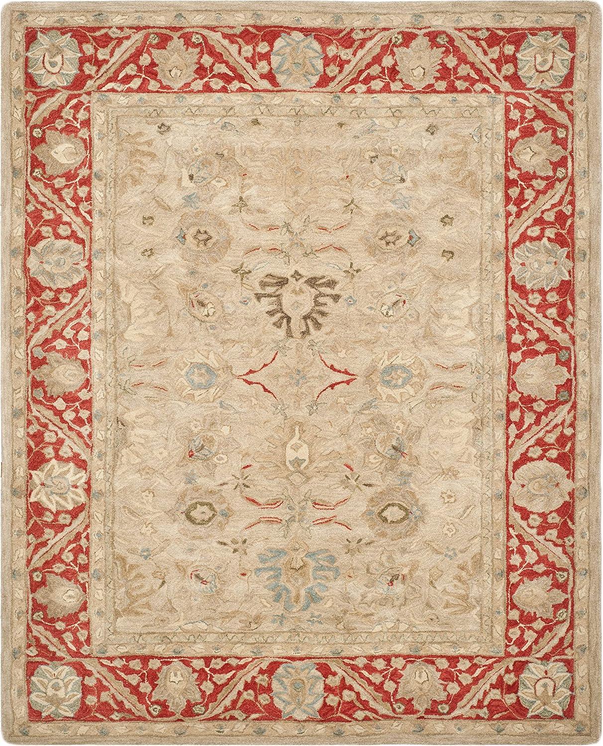 Handmade Red and Taupe Wool 9' x 12' Tufted Area Rug