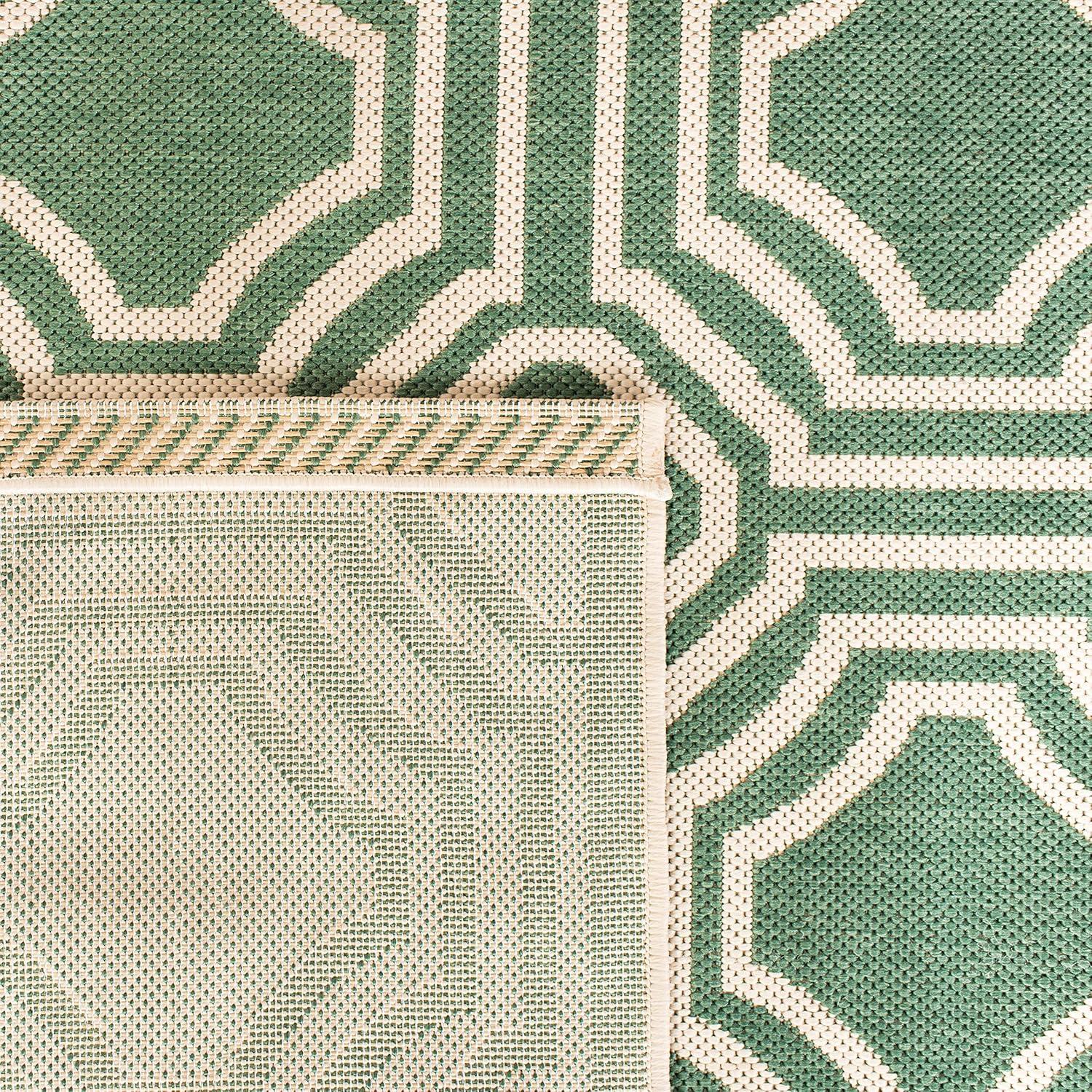 SAFAVIEH Courtyard Collection Area Rug - 6'7" x 9'6", Dark Green & Beige, Non-Shedding & Easy Care, Indoor/Outdoor & Washable-Ideal for Patio, Backyard, Mudroom (CY6112-332)