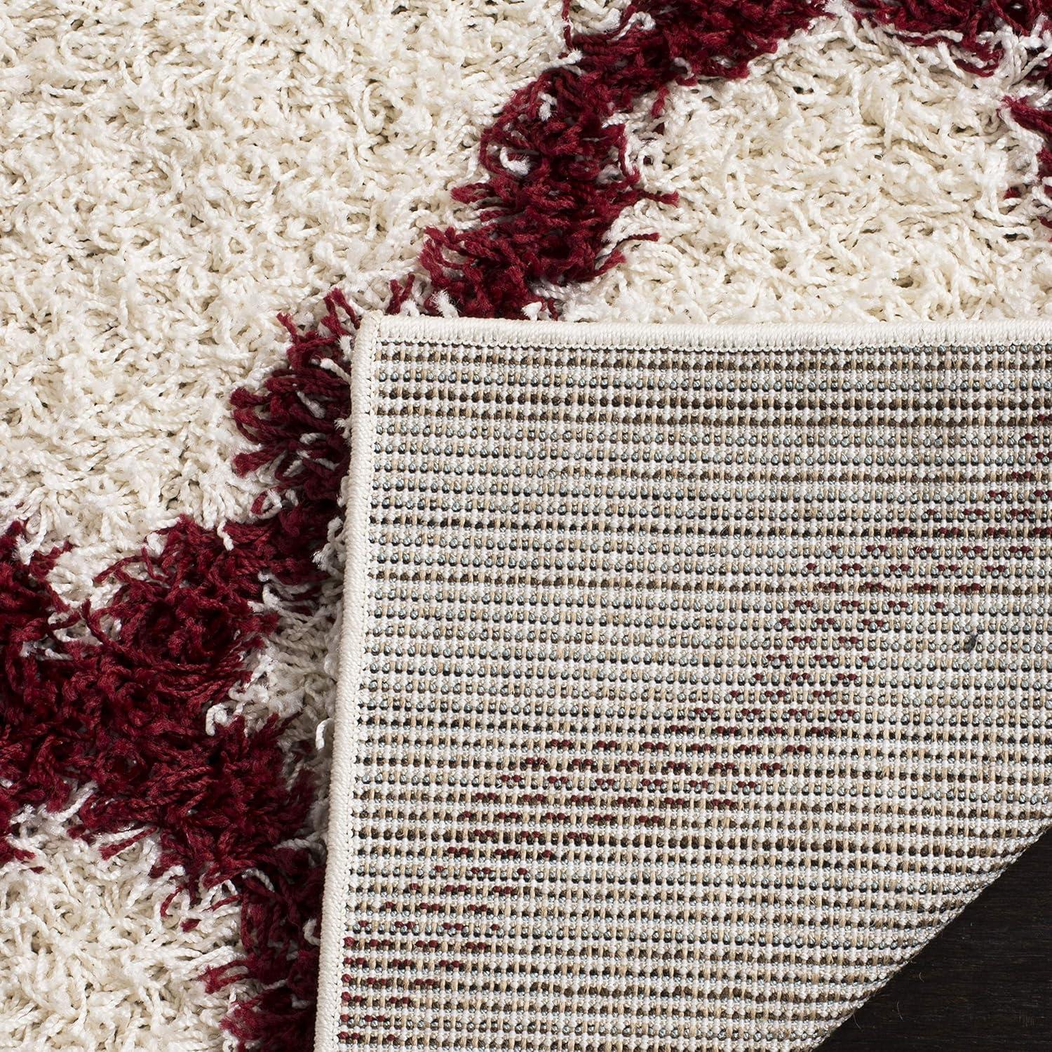 Dallas Shag SGD257 Power Loomed Indoor Area Rug - Ivory/Red - 4'x6' - Safavieh.