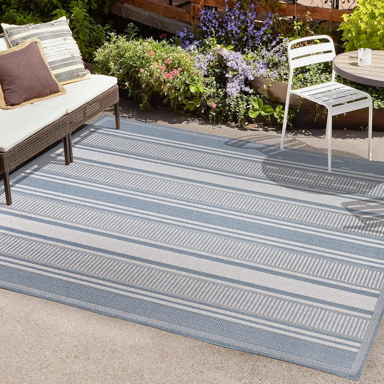 Haynes Modern Double Stripe Indoor/Outdoor Area Rug - JONATHAN Y